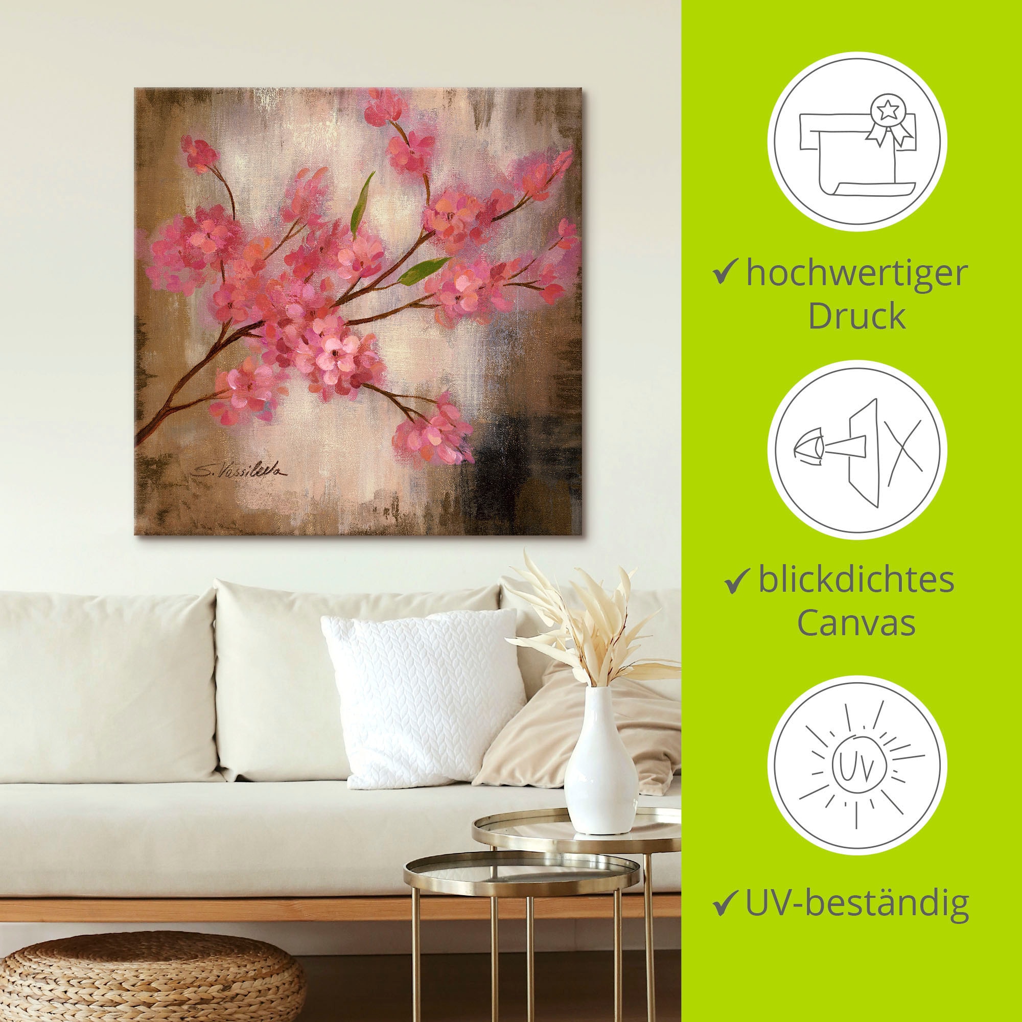 Artland Leinwandbild »Kirschblüte I« Blumen 1 Stk. tlg. auf Holzrahmen gespannt