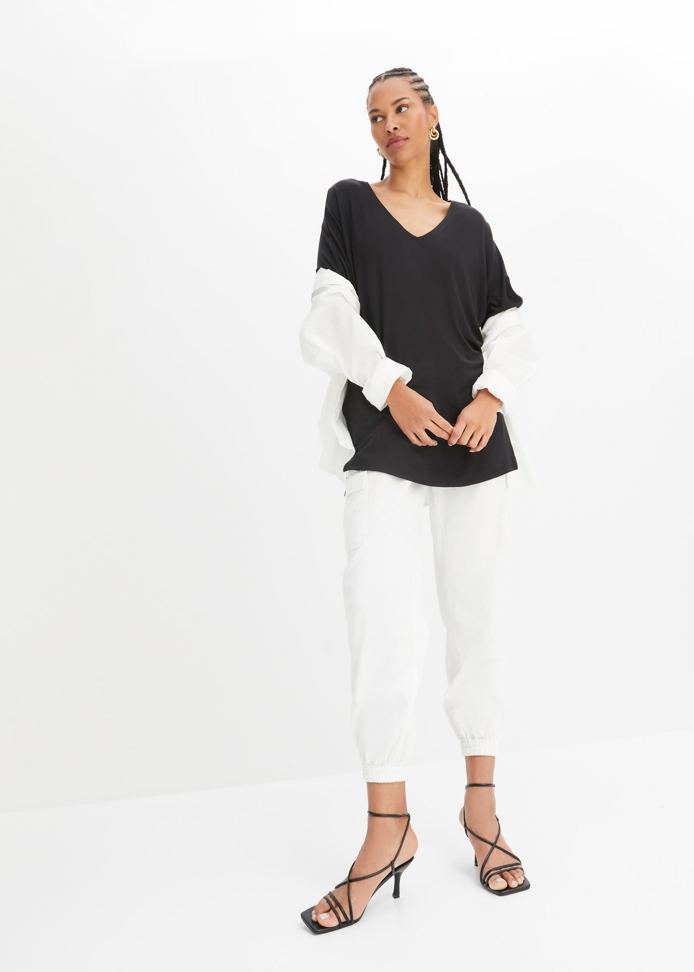 bonprix T-shirt »Long-Shirt aus nachhaltigem Viskose-Mix« Oversize-Passform, Halbarm-Design, aus Viskose-Mix mit Elasthan