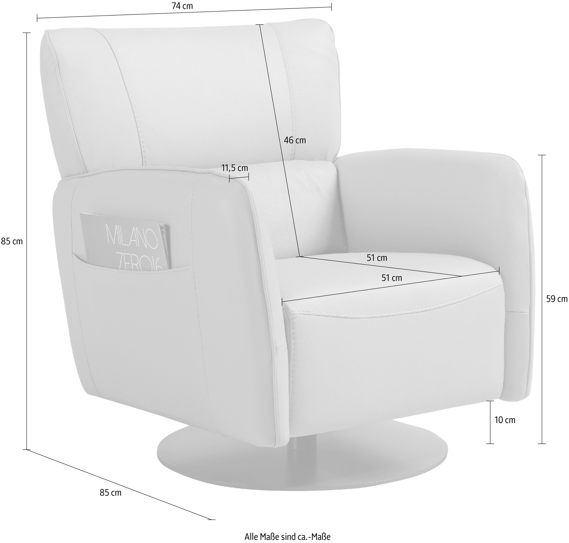 Egoitaliano Fauteuil »Honey« inkl. seitlicher Einstecktasche, drehbar und mit Wipp-Funktion