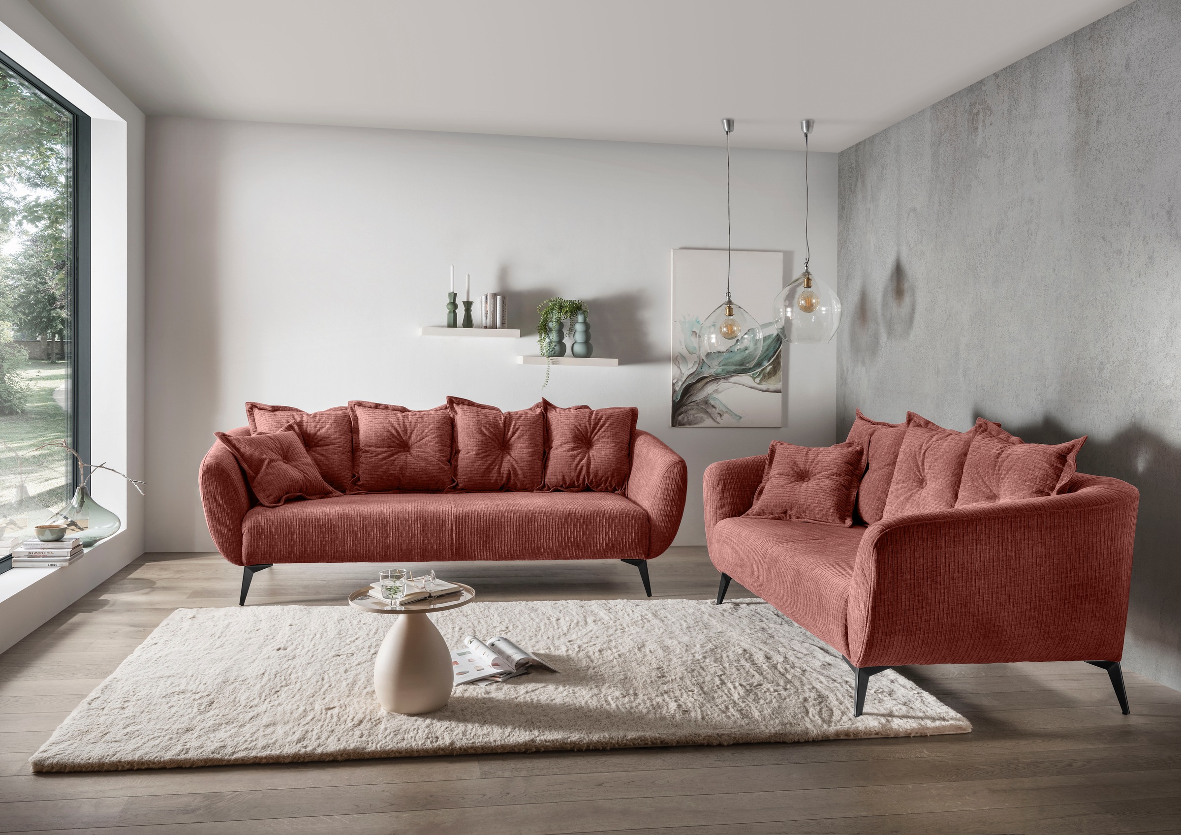 Home affaire 3-Sitzer »Baggio Breite 236 cm, modernes Sofa, hoher Fuss, bequem« schwarze Metallfüsse