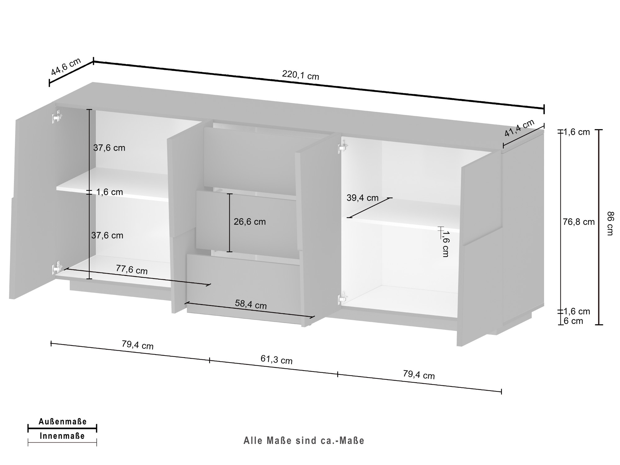 Home affaire Sideboard »Pongo« 1 cuis tlg.