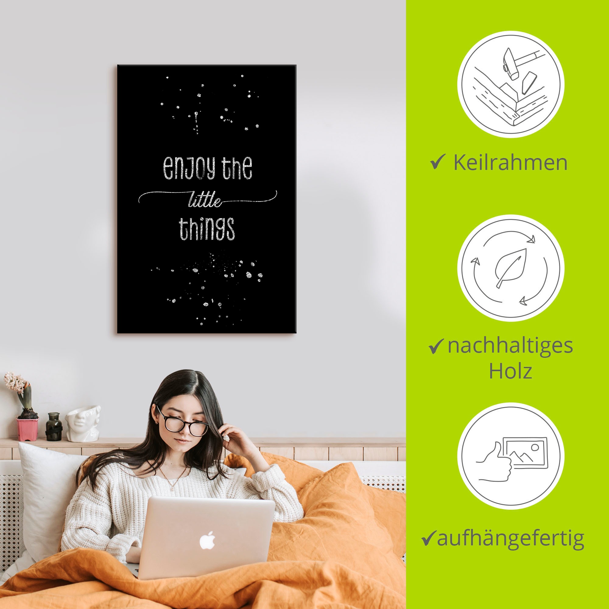 Artland Leinwandbild »Geniesse die kleinen Dinge I« Sprüche & Texte 1 Stk. tlg. auf Keilrahmen gespannt