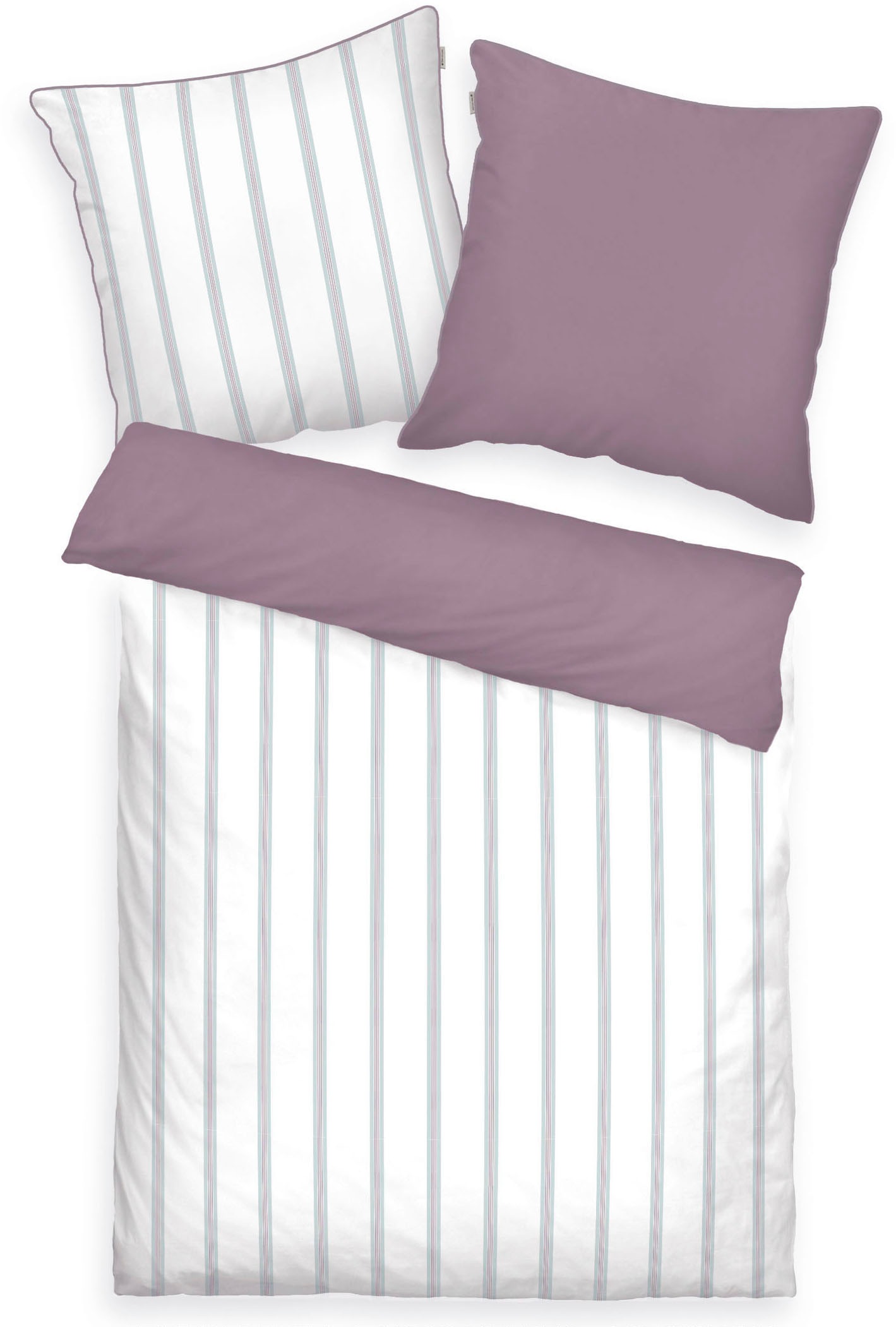 TOM TAILOR HOME Linge de lit »CLASSIC SATIN STRIPES in Gr. 135x200cm oder 155x220cm« 2 cuis new bedroom, passepoil coloré sur l’oreiller