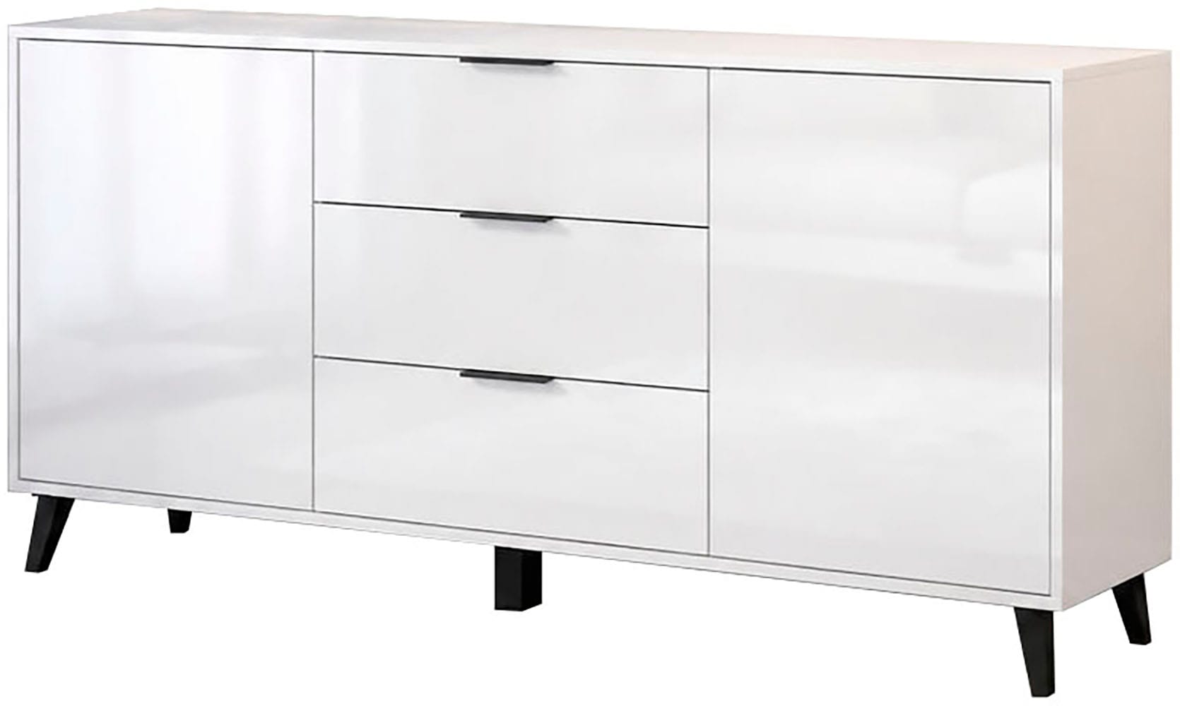 GOODproduct Buffet »Oslo, B/H/T: 150/76/39,5 cm« 3 tiroirs, 2 portes avec ouverture par pression, poignées en métal noires