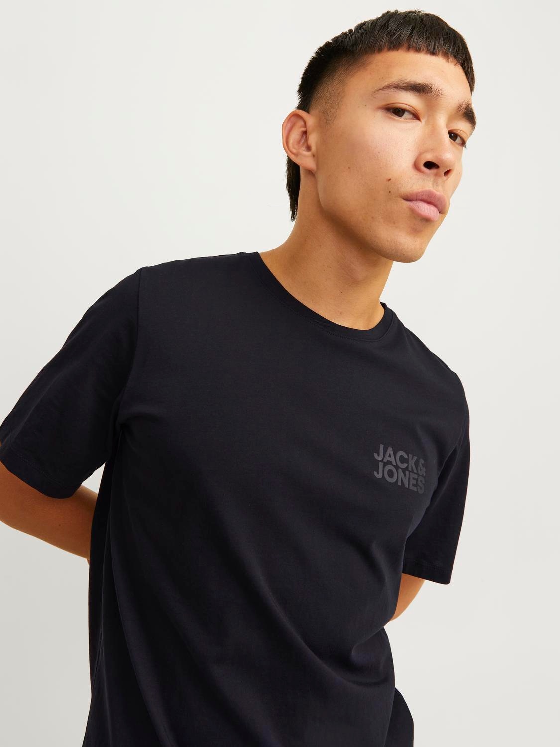 Jack & Jones Shirt à col rond »JJECORP mit Logo-Print und klassischem Rundhals« Baumwolle, regular fit