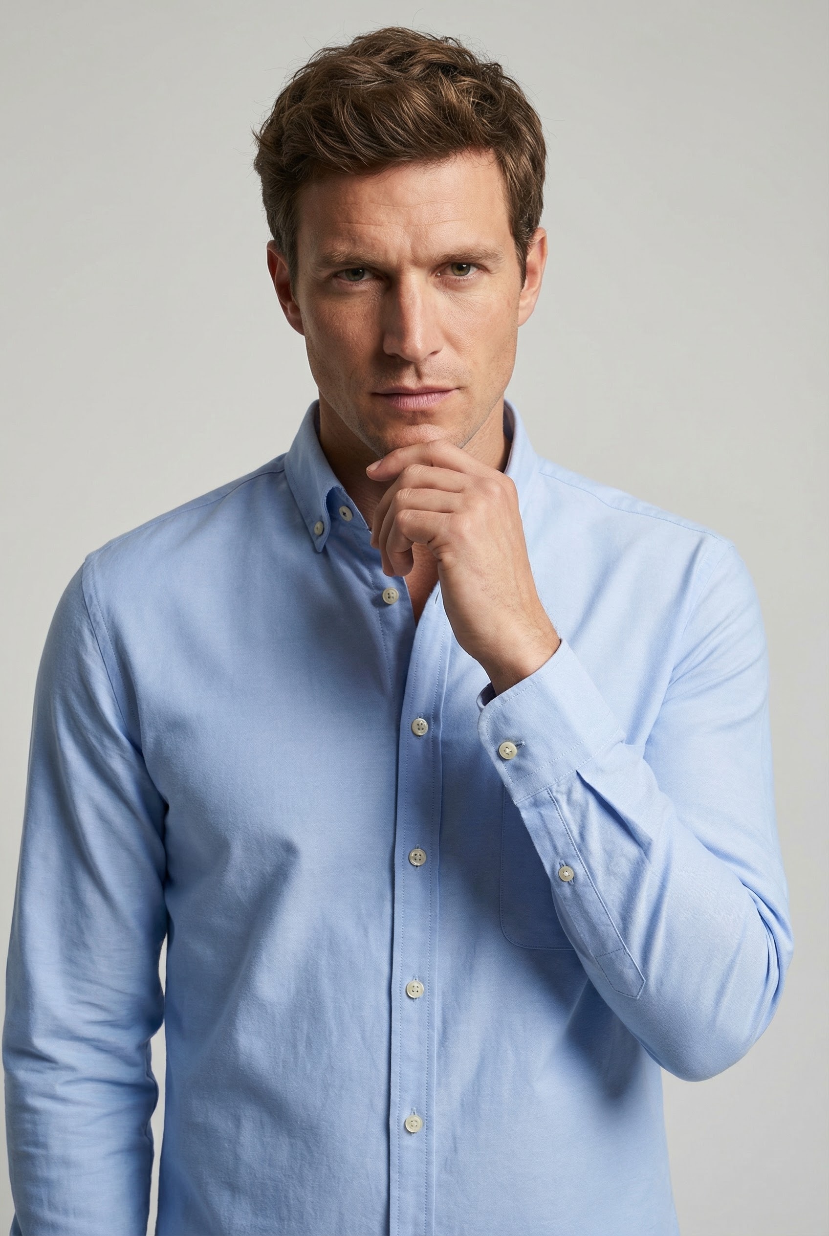 FYNCH-HATTON Langarmhemd bequeme Passform, aus reiner Baumwolle, mit Brusttasche