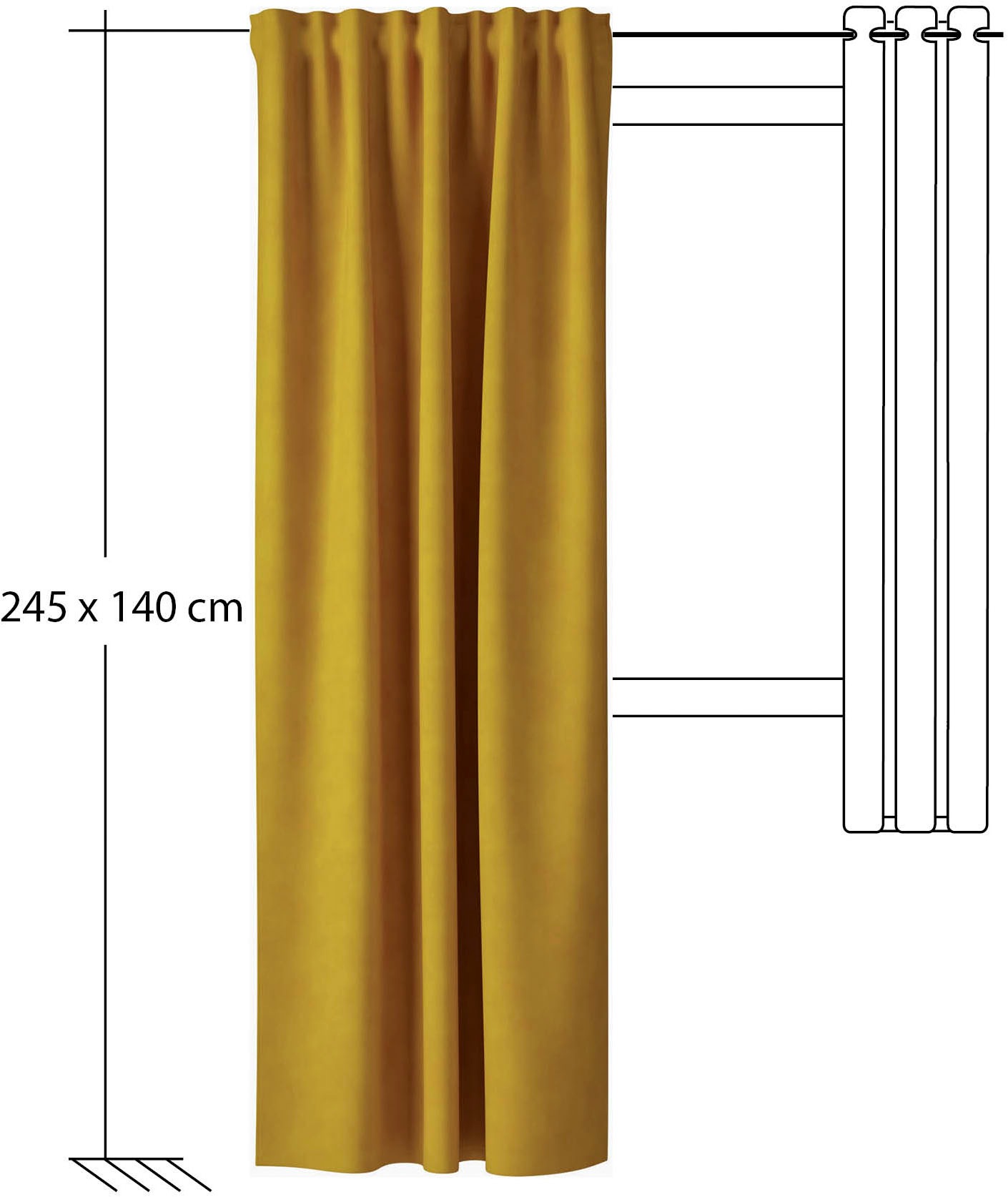 HOMING Rideau »Velia« Boucles cachées 1 cuis tlg. Fertigschal