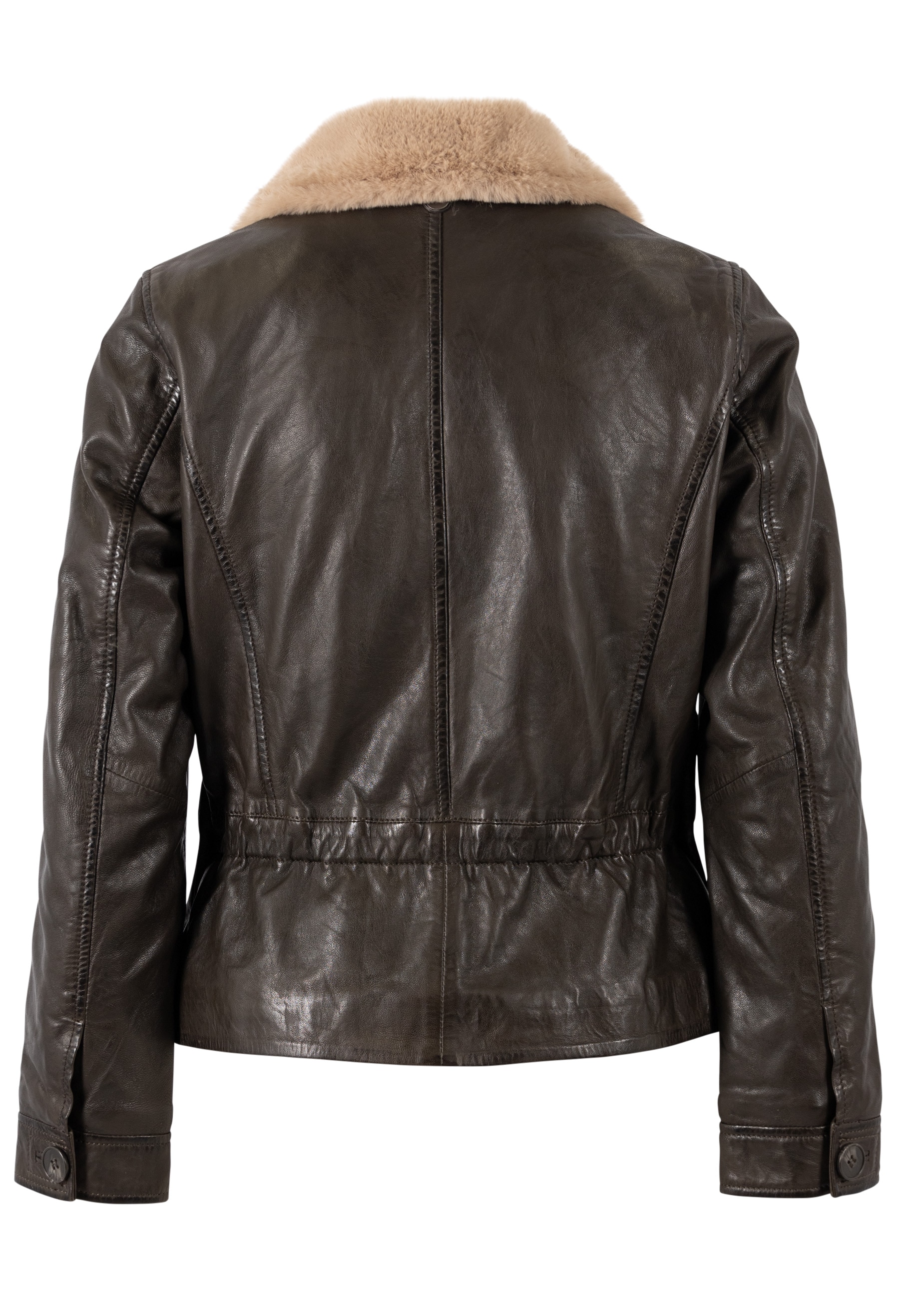 Mauritius Lederjacke »MWIcelyn« mit Reverskragen mit Fake-Fur-Besatz, tailliert