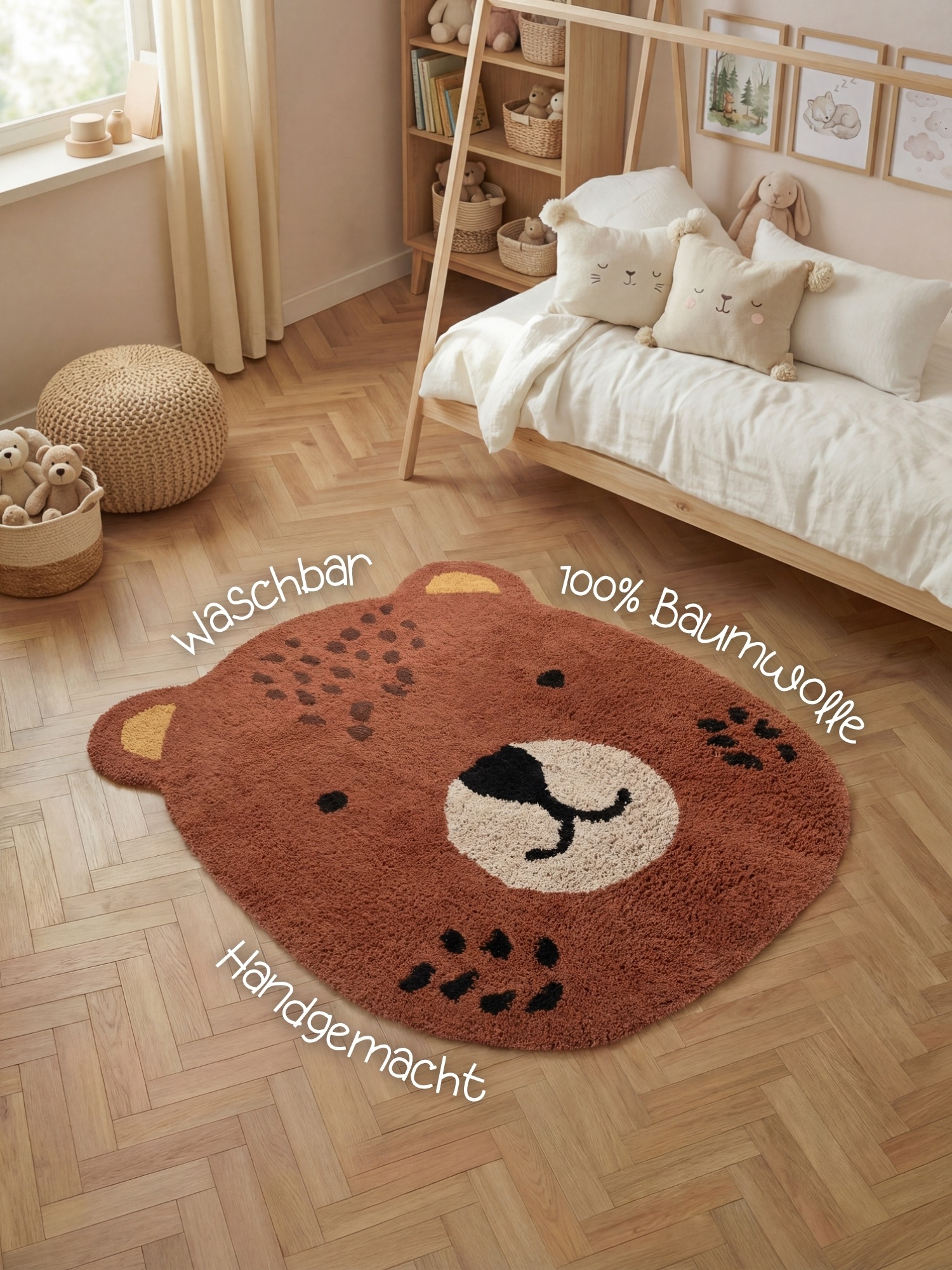HANSE Home Tapis pour enfants »Berry« Forme de motif 10 mm Höhe lavable, fait main, coton, tapis de jeu antidérapant pour chambre d'enfants