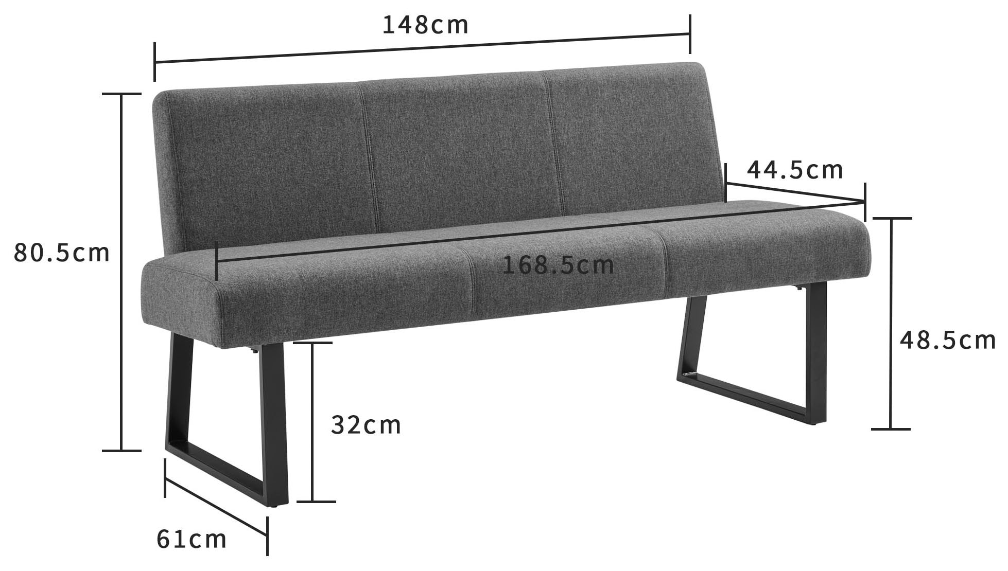 GOODproduct Ensemble de salle à manger »Gellina« Ensemble, 4 tlg. ausziehbarer Esstisch, Freischwinger, Sitzbank mit Rückenlehne