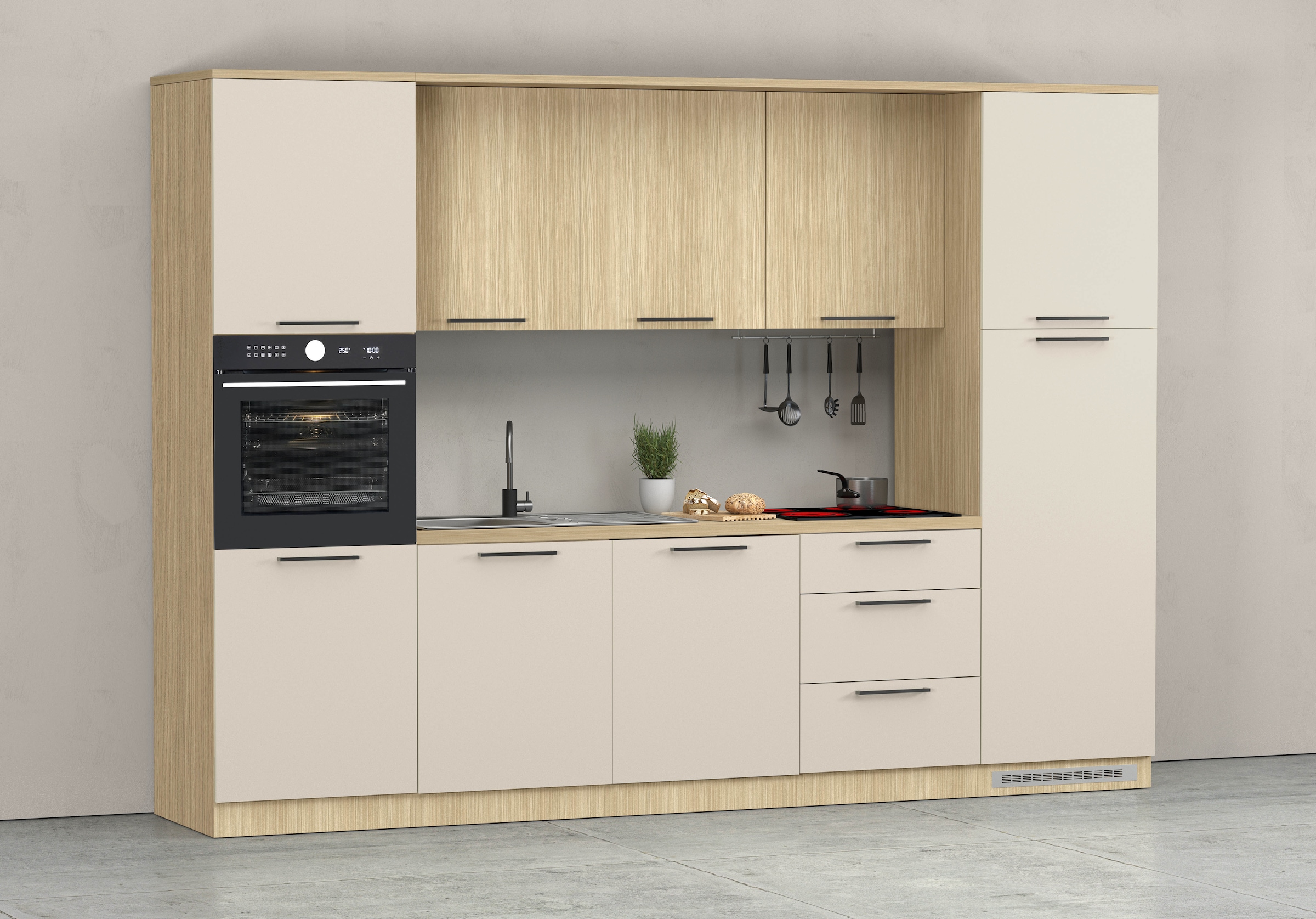 KOCHSTATION Kitchenette »KS-Luna, Einbauküche, Zeilenküche, Küchenblock« Breite 300 cm, wahlweise mit Hanseatic-E-Geräten, APL 35mm stark