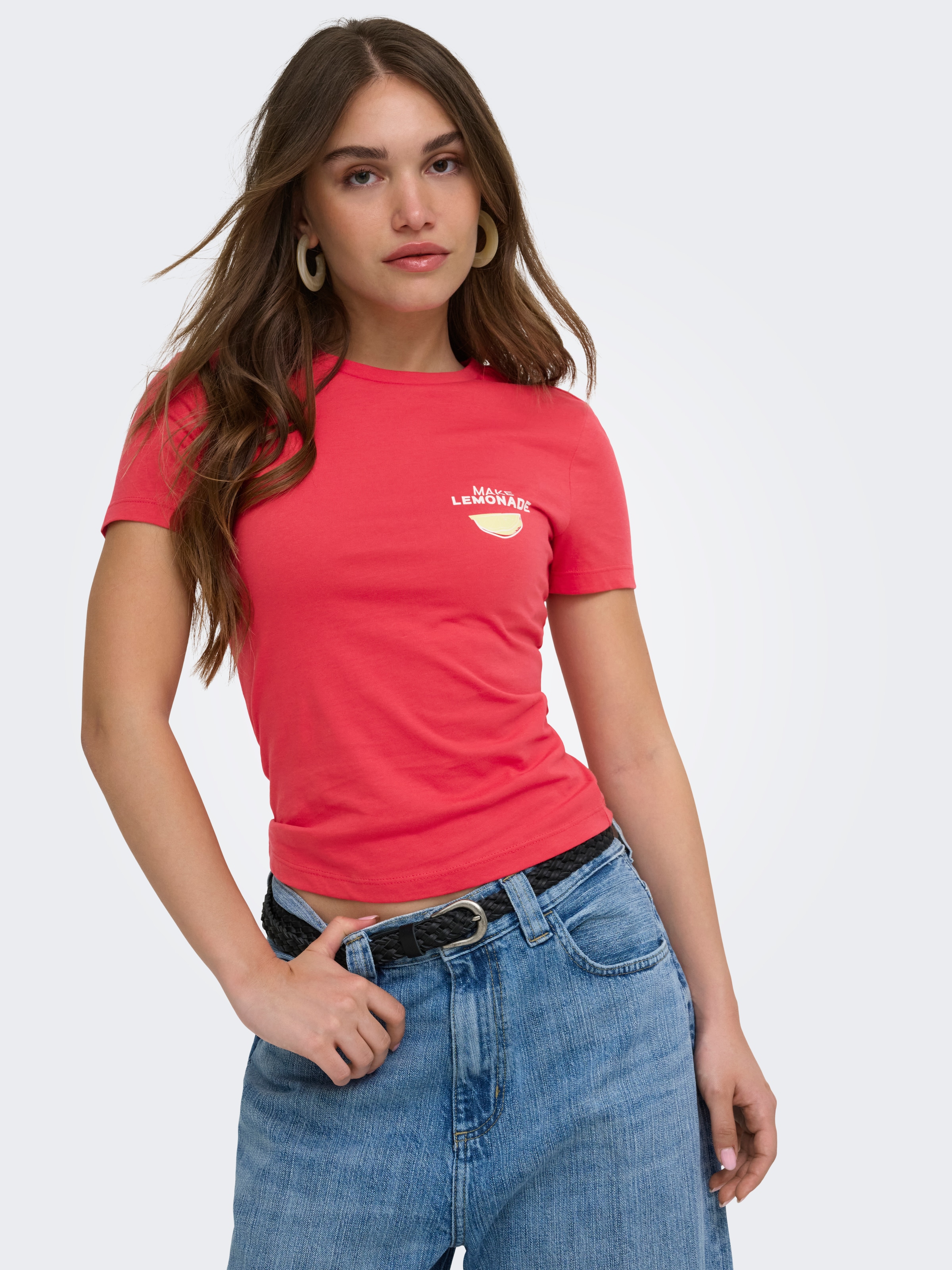 ONLY T-shirt »ONLVIVVI S/S TEE BOX JRS« coton, col rond