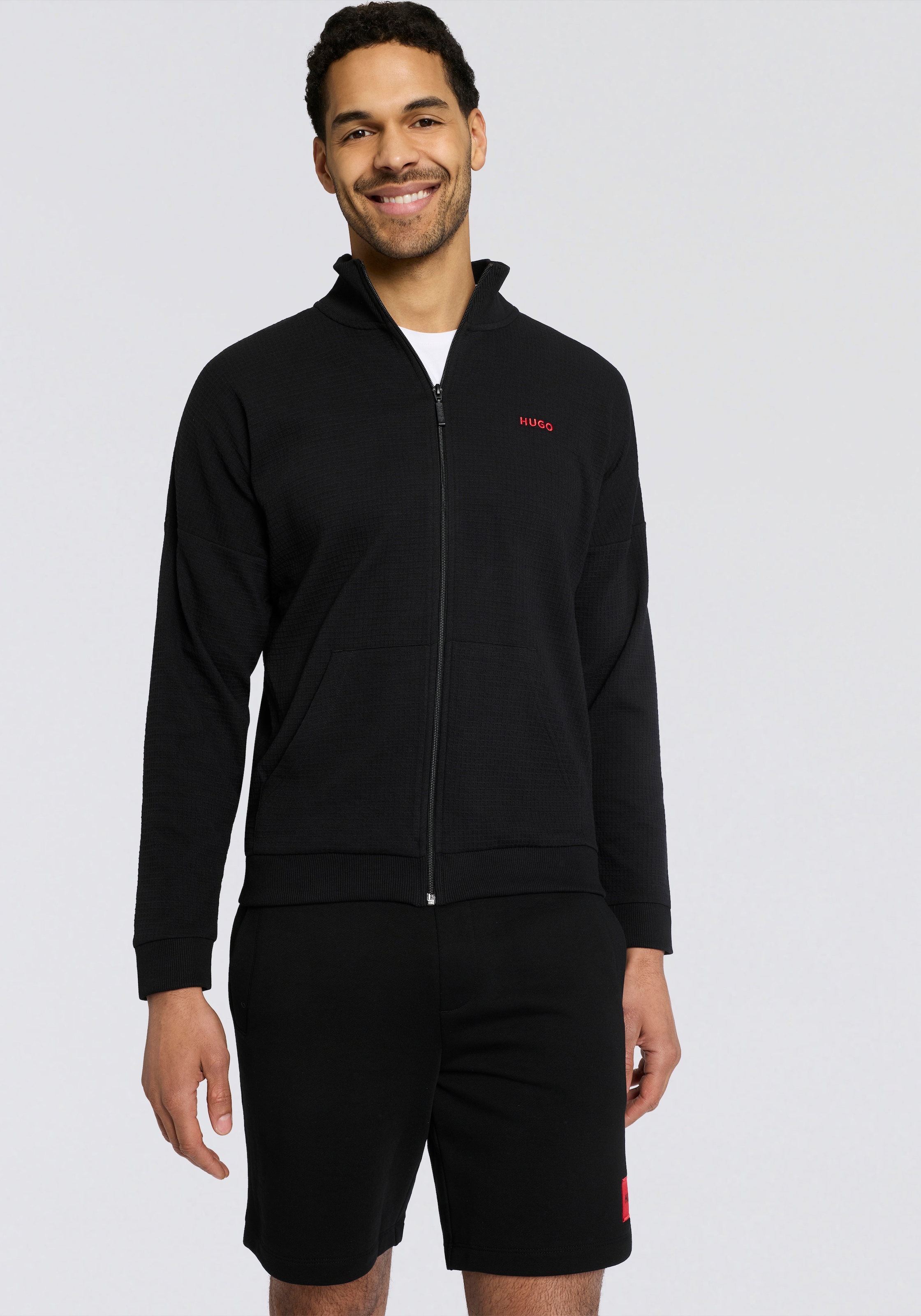HUGO Underwear Veste sweat mit Stehkragen, mit feiner Struktur