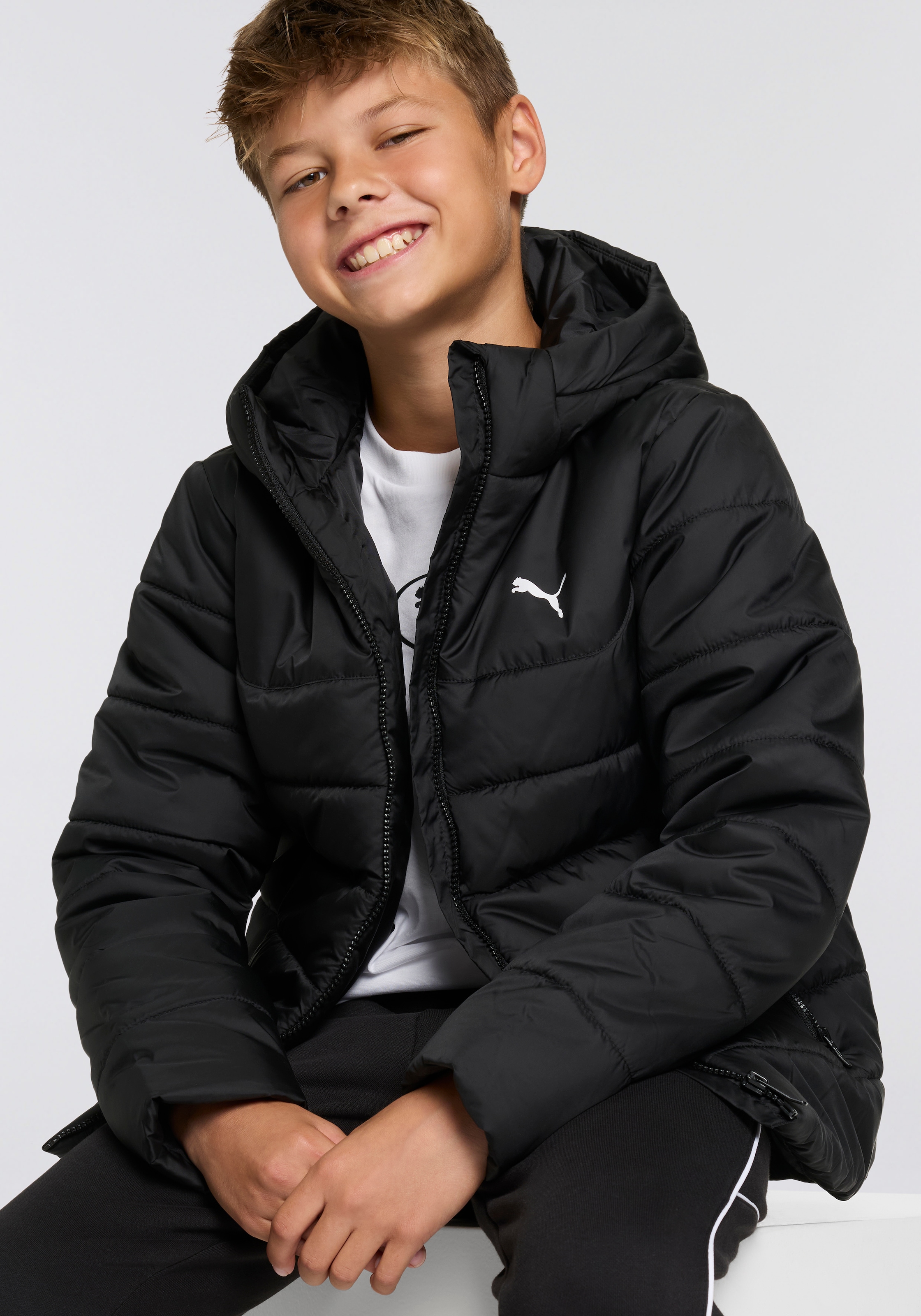 PUMA Veste d'hiver »ESS HOODED PADDED JACKET« mit Kapuze sportlicher Stil, gerader Abschluss, mit Reissverschluss