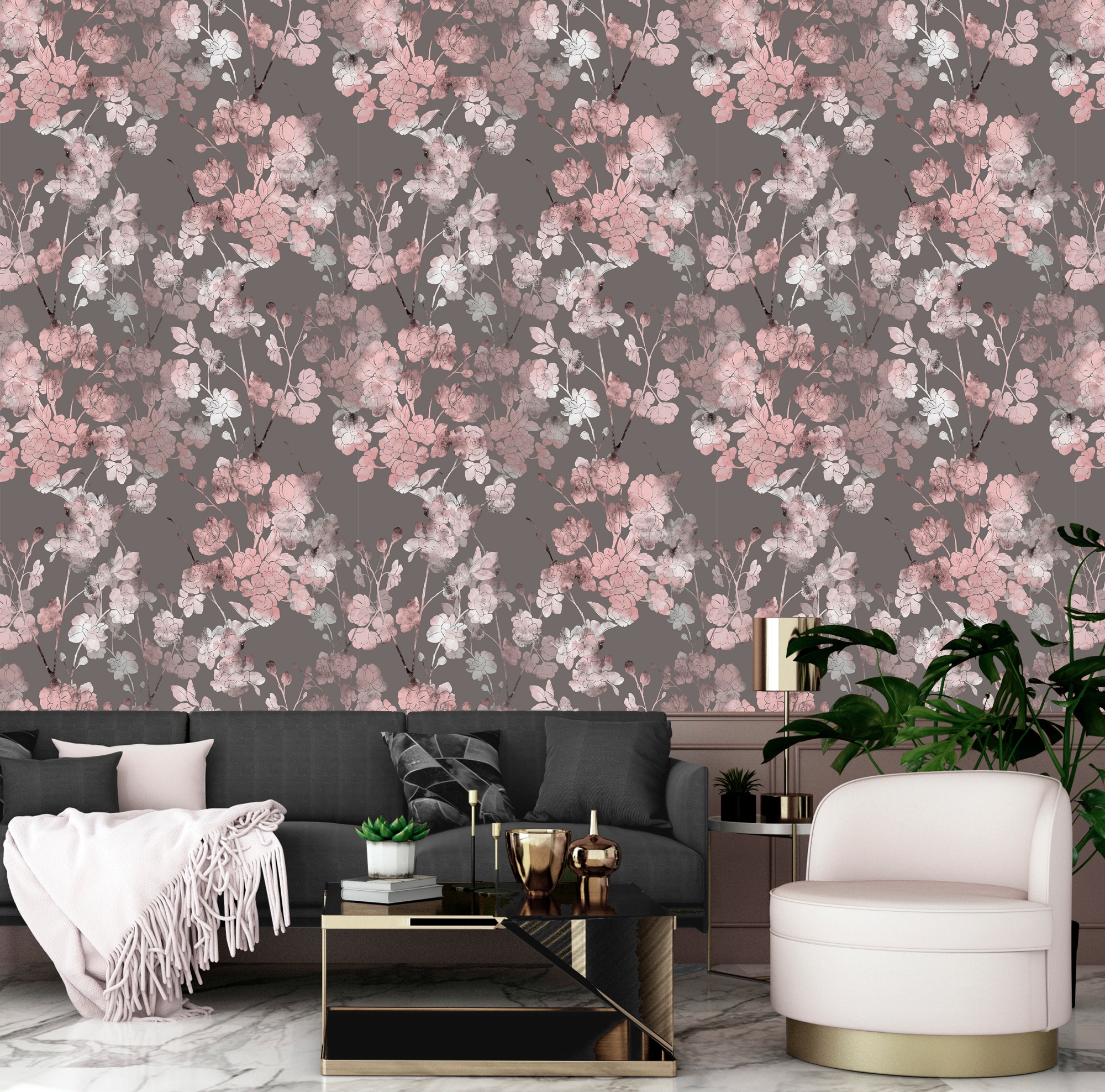 queence Vinyltapete »Parker« Motiv | bedruckt | botanisch | floral | gemustert | natürlich glatt 90x250cm, selbstklebend, kinderleichte Anbringung, , Sticker