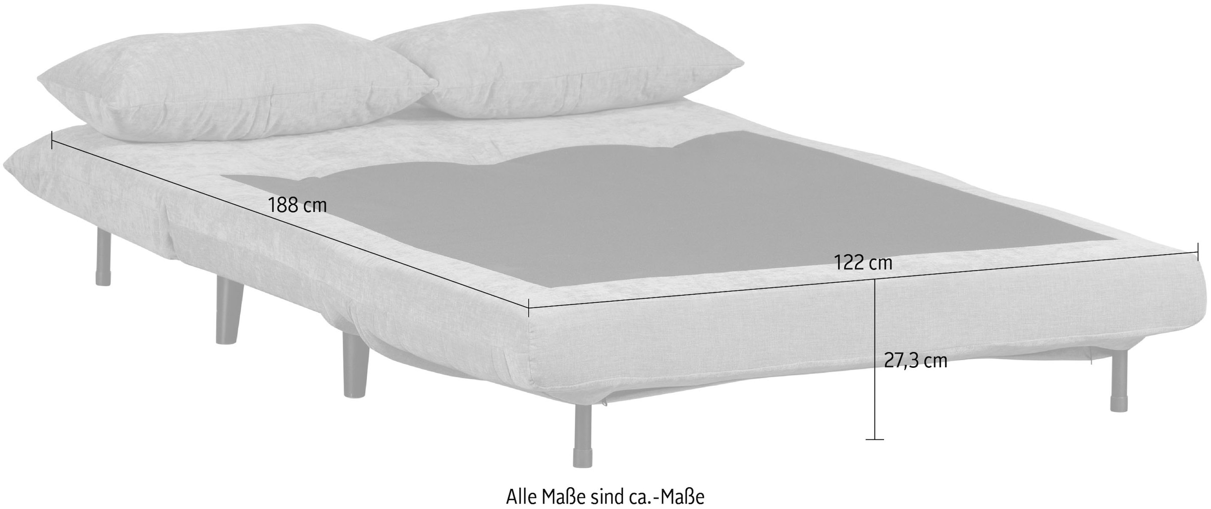 WOOOD Schlafsofa »Xem Chenille-Bezug gewebt mit Schlaffunktion, H 80 x B 122 x D 92 cm« Liegefläche 188 cm, Tragkraft 140 kg, Maximale Verschleissfestigkeit