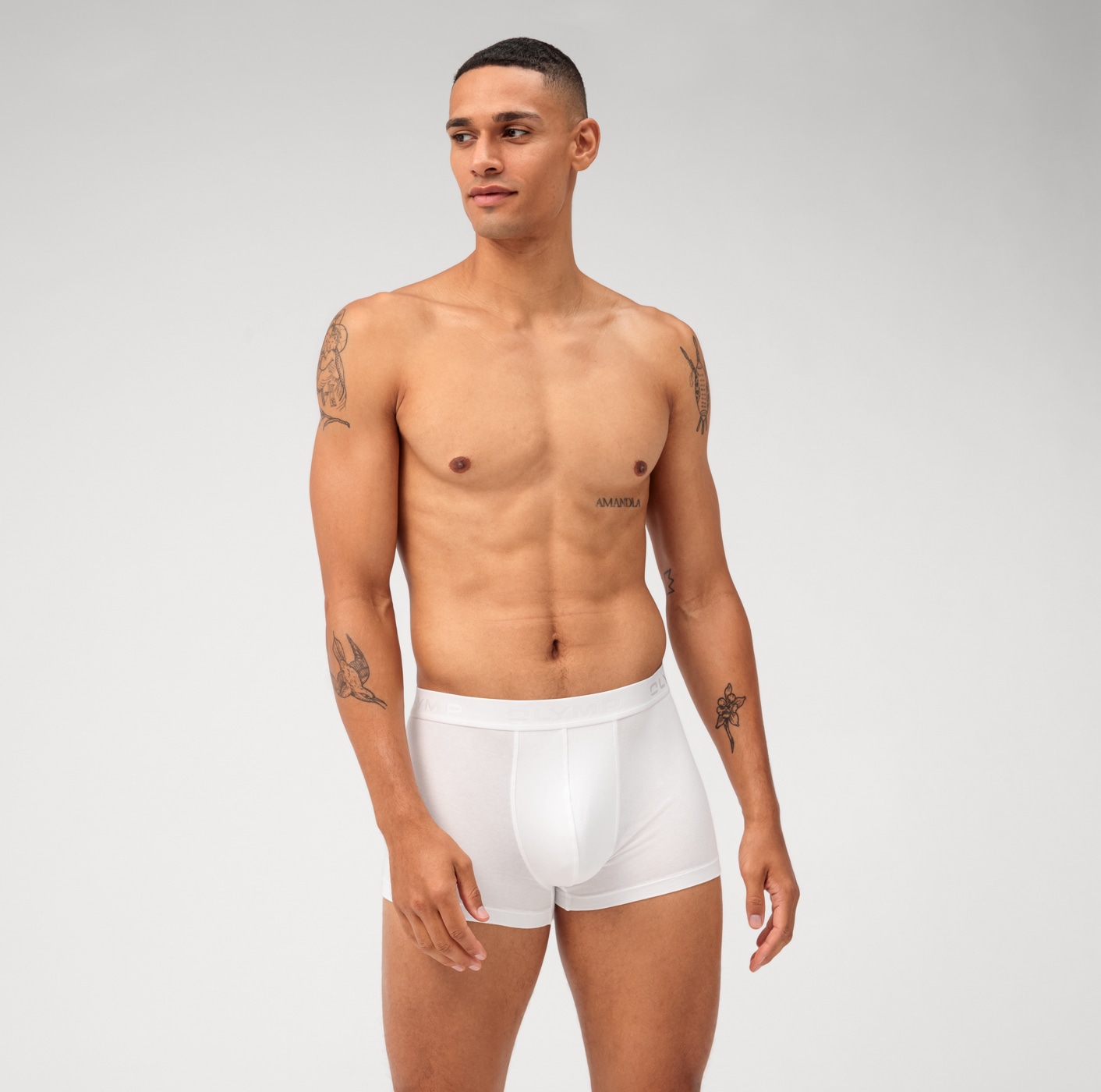 OLYMP Boxershorts, 3 Stk. mit Ton-in-Ton Markenlogo