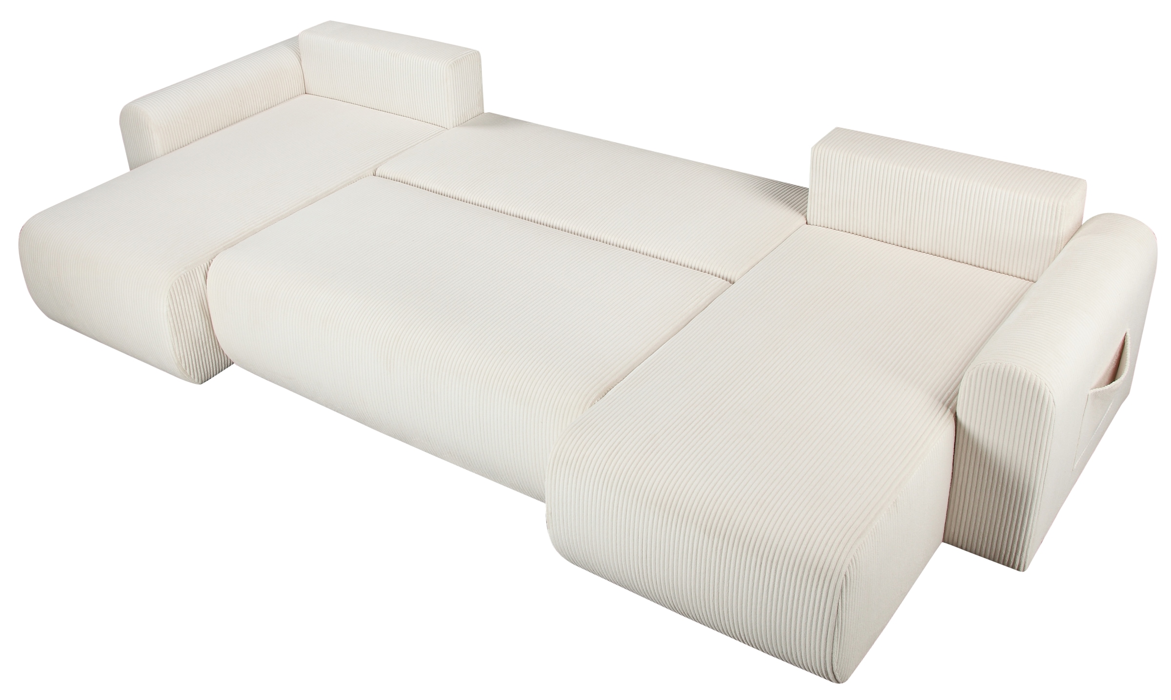 GOODproduct Wohnlandschaft »JONAA, 311 cm, U-Form, Schlafsofa, Boxspringfederung, Cord u. Struktur« 133/270cm, Bettkasten, Seitentaschen, Cord und Struktur