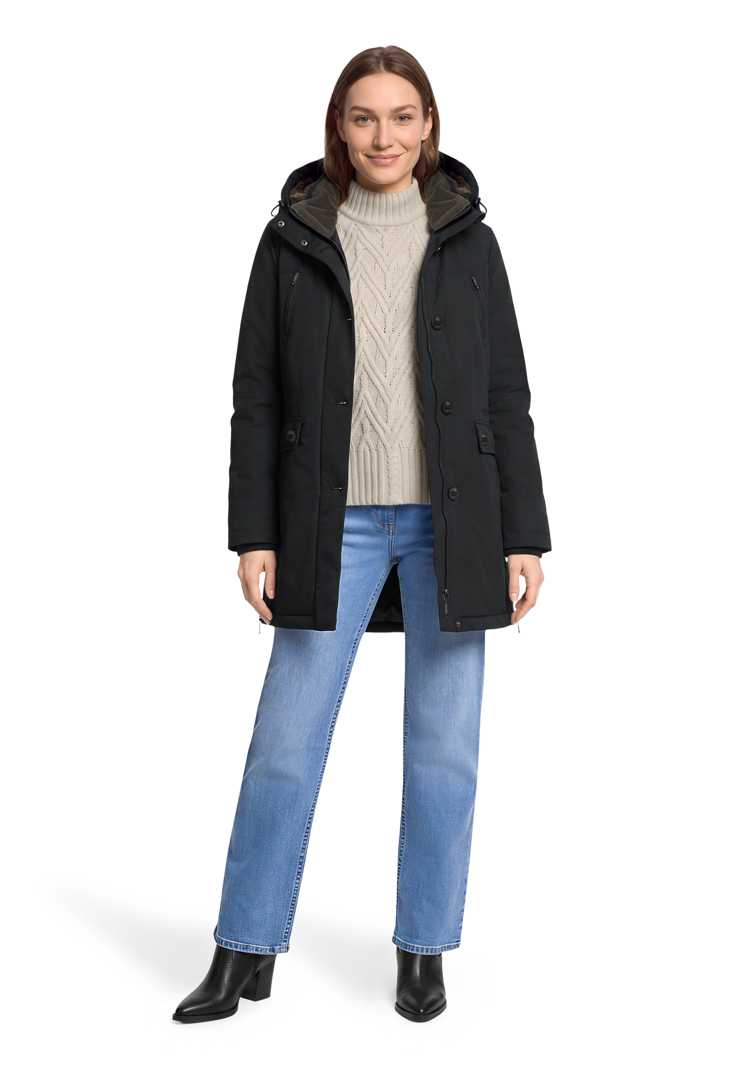 Gil Bret Veste longue avec capuche Winterjacke mit Reissverschluss