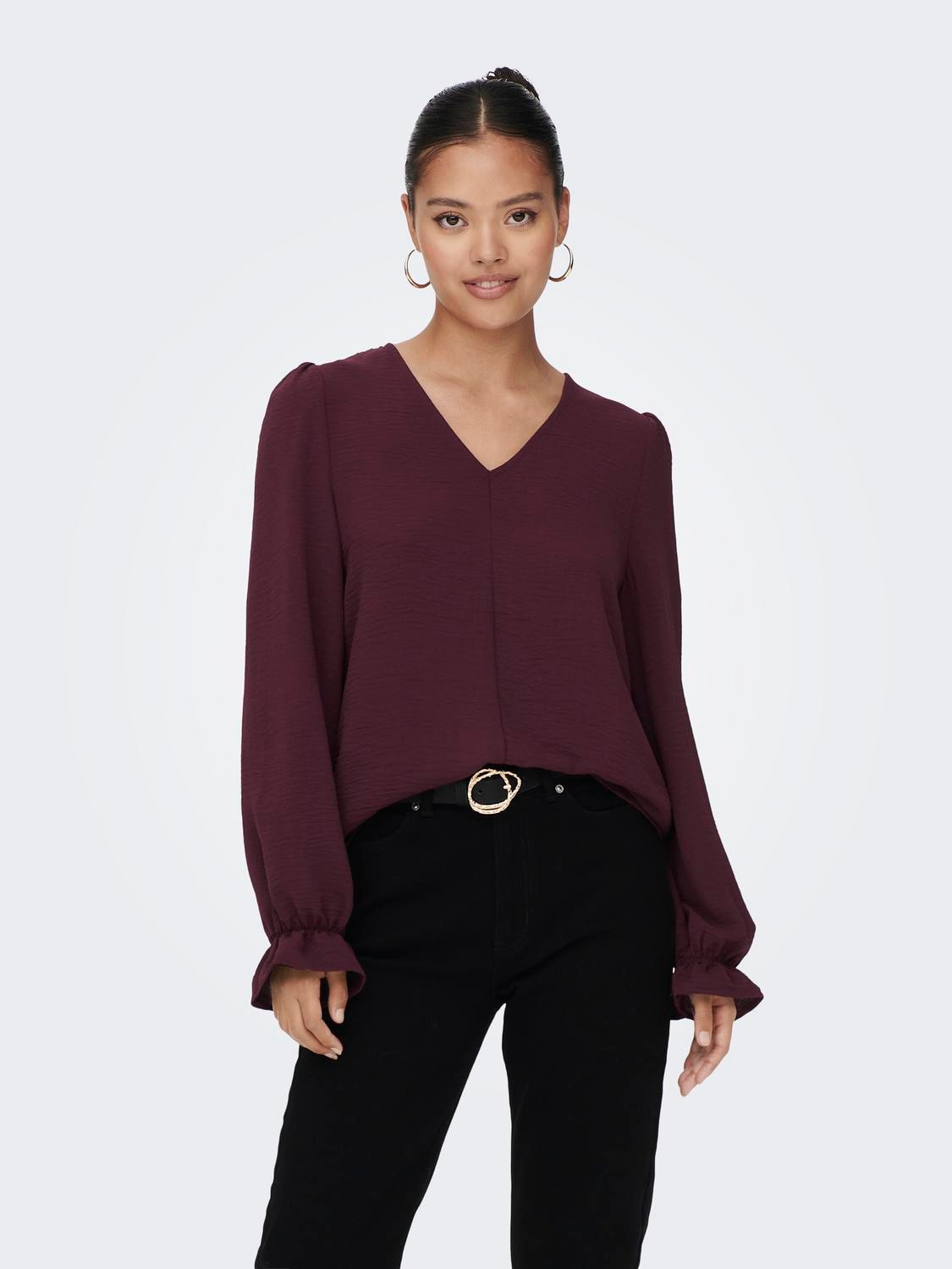 ONLY Blouse en dentelle »ONLMETTE L/S LACE TOP WVN« fibre synthétique, coupe régulière