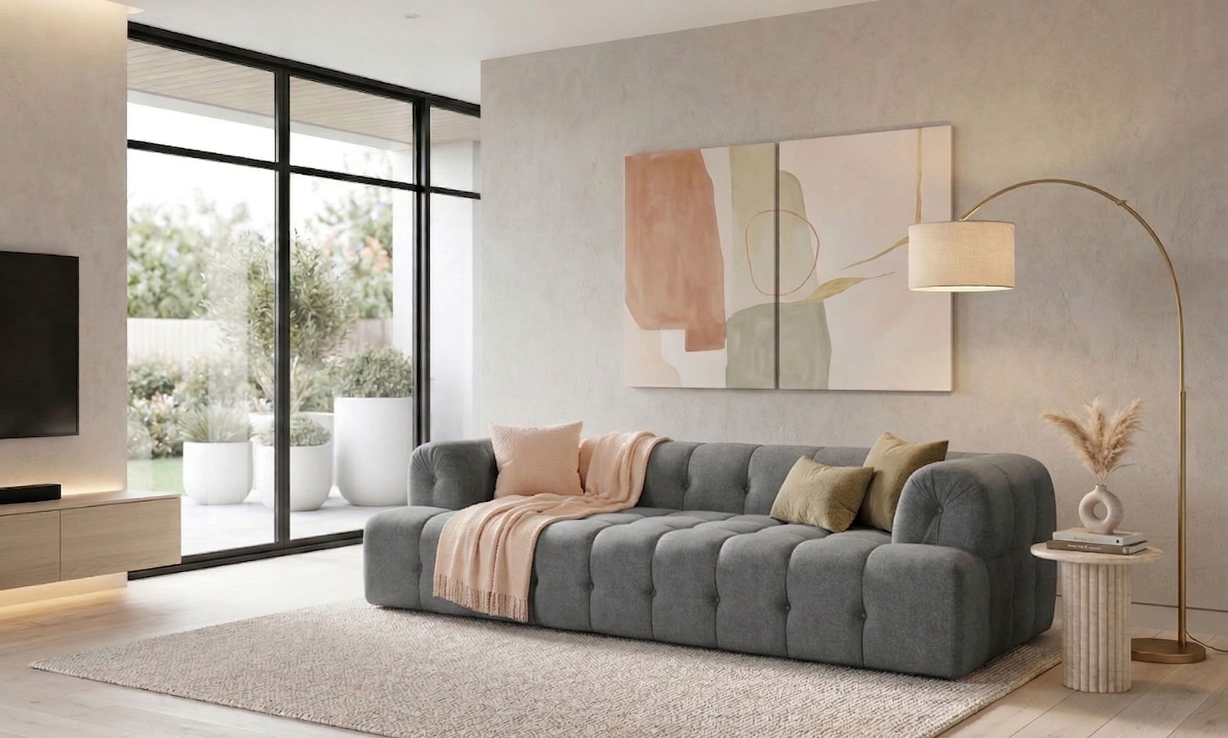Home affaire 3-places »APERIRE Design-Sofa, moderne Steppung, Breite 225 cm« avec suspension à ressorts ondulés, confortable et moderne, sensation d'assise agréable