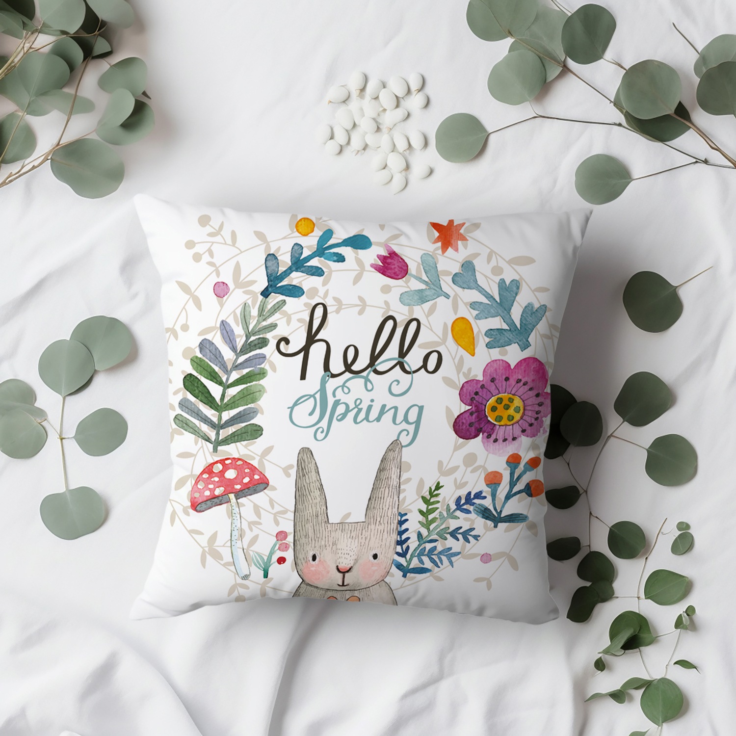 queence Coussin décoratif »Willow« mit einem frühlingshaften Hasen