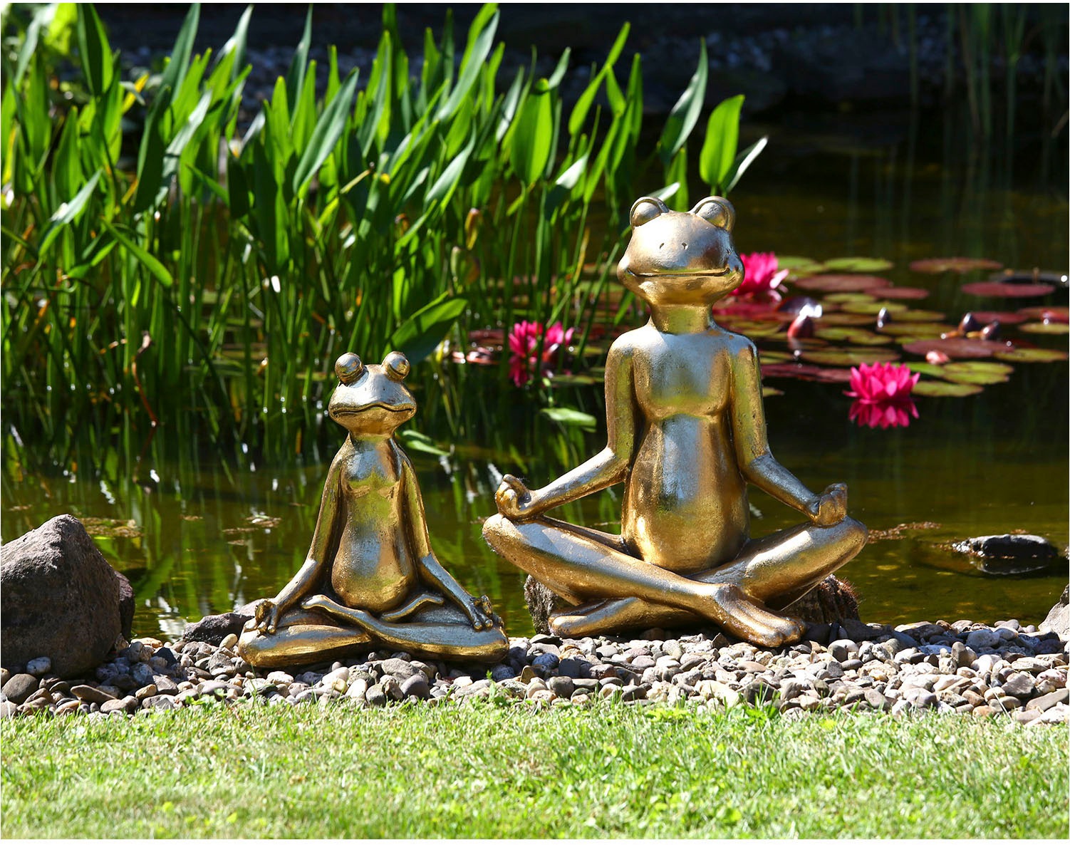 GILDE Figurine d'animal »Figur Frosch Yoga goldfarben H. 50,5 cm«