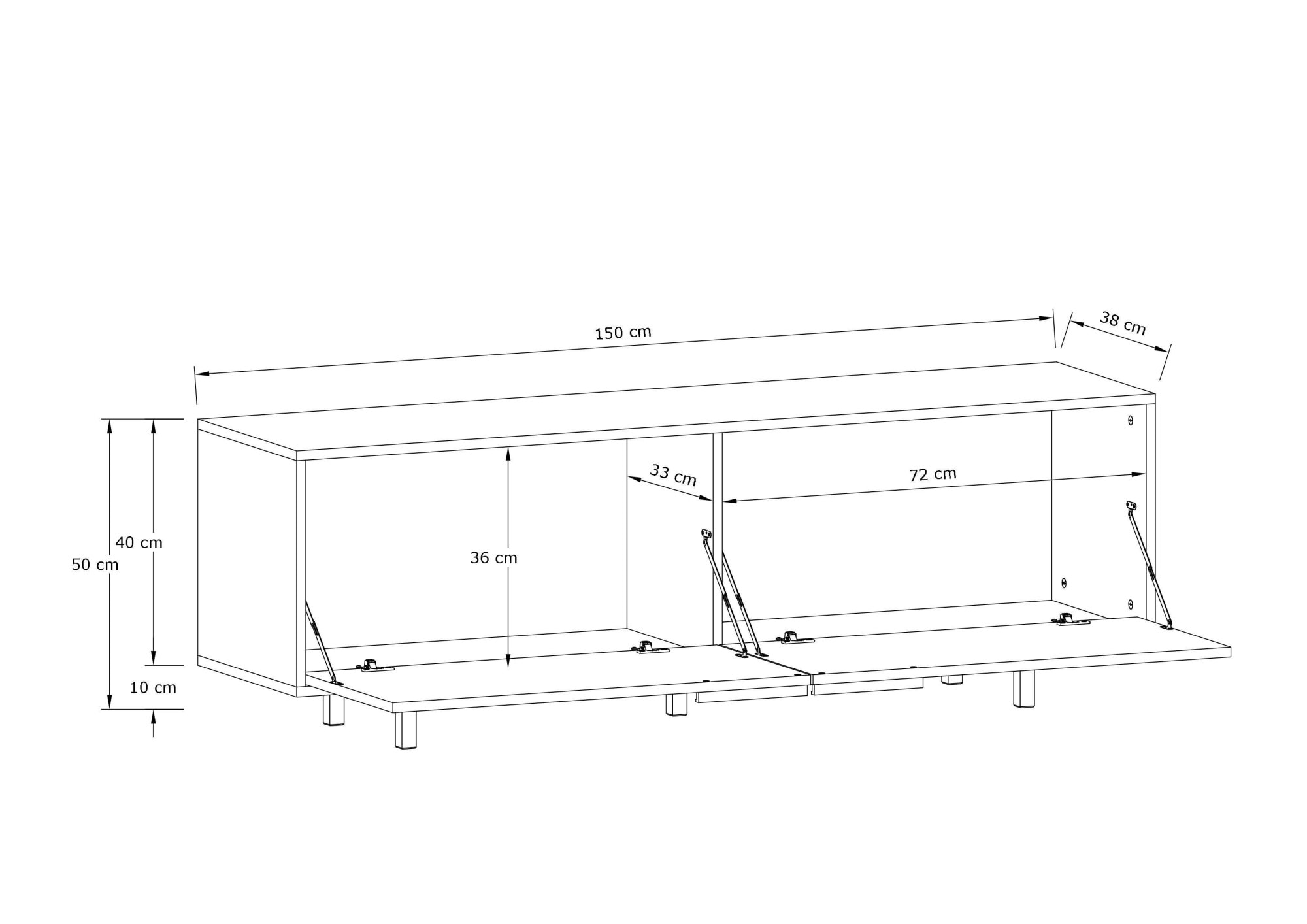 GOODproduct Lowboard »Dinant« TV-Kommode mit 2 Klappen, Kabeldurchführung, Breite 150 cm, Höhe 50 cm