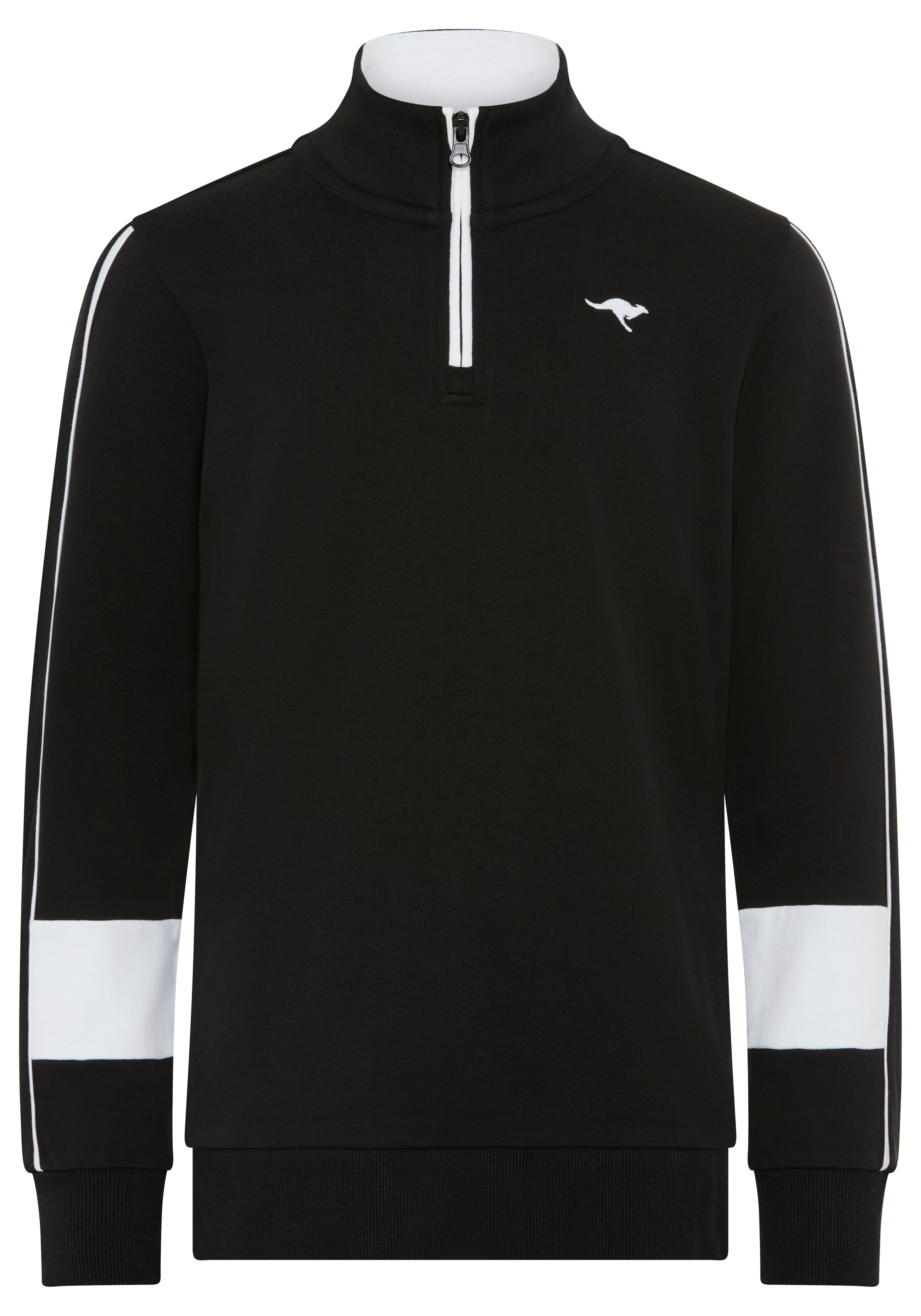 KangaROOS Sweatshirt »Troyer-Sweatshirt mit kontrastfarbigen Einsatz und KangaROOS Stickerei«, Troyer mit modischen Ärmeleinsätzen, Reissverschluss, bequeme Passform
