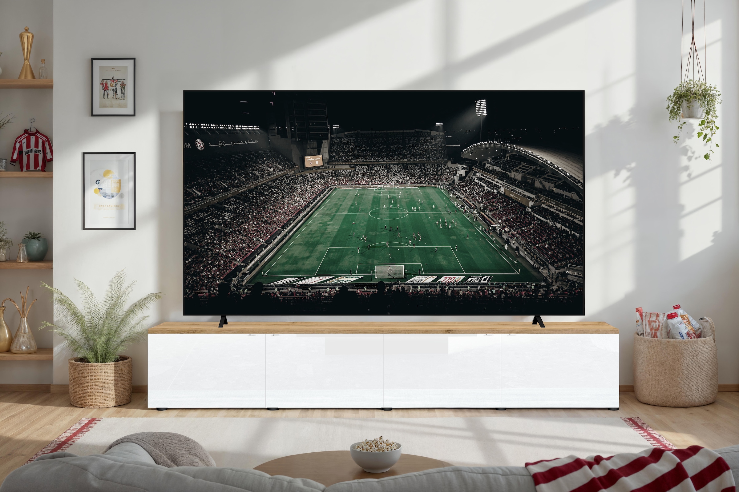 Home affaire Lowboard »Easy, 245 cm breit, 47 cm tief, 4 Türen, Top 22 mm stark, Mediaboard« Modernes Lowboard für bis zu 98-Zoll-TV – perfekt für die WM