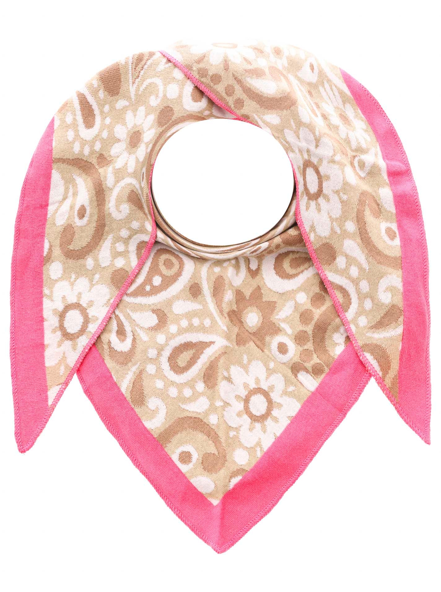Zwillingsherz Foulard triangulaire »"Blumige Aussichten"« Florales Muster, Kante Uni, Strick