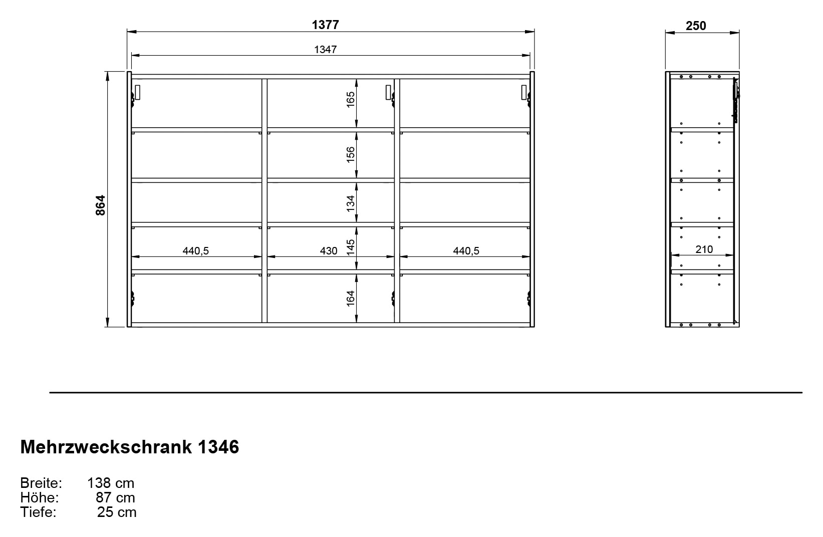 GERMANIA Mehrzweckschrank »GW-Libbiano« 1 Stk. tlg. , ideal für schmale Flure, Breite 138 cm, in 3 verschiedenen Höhen
