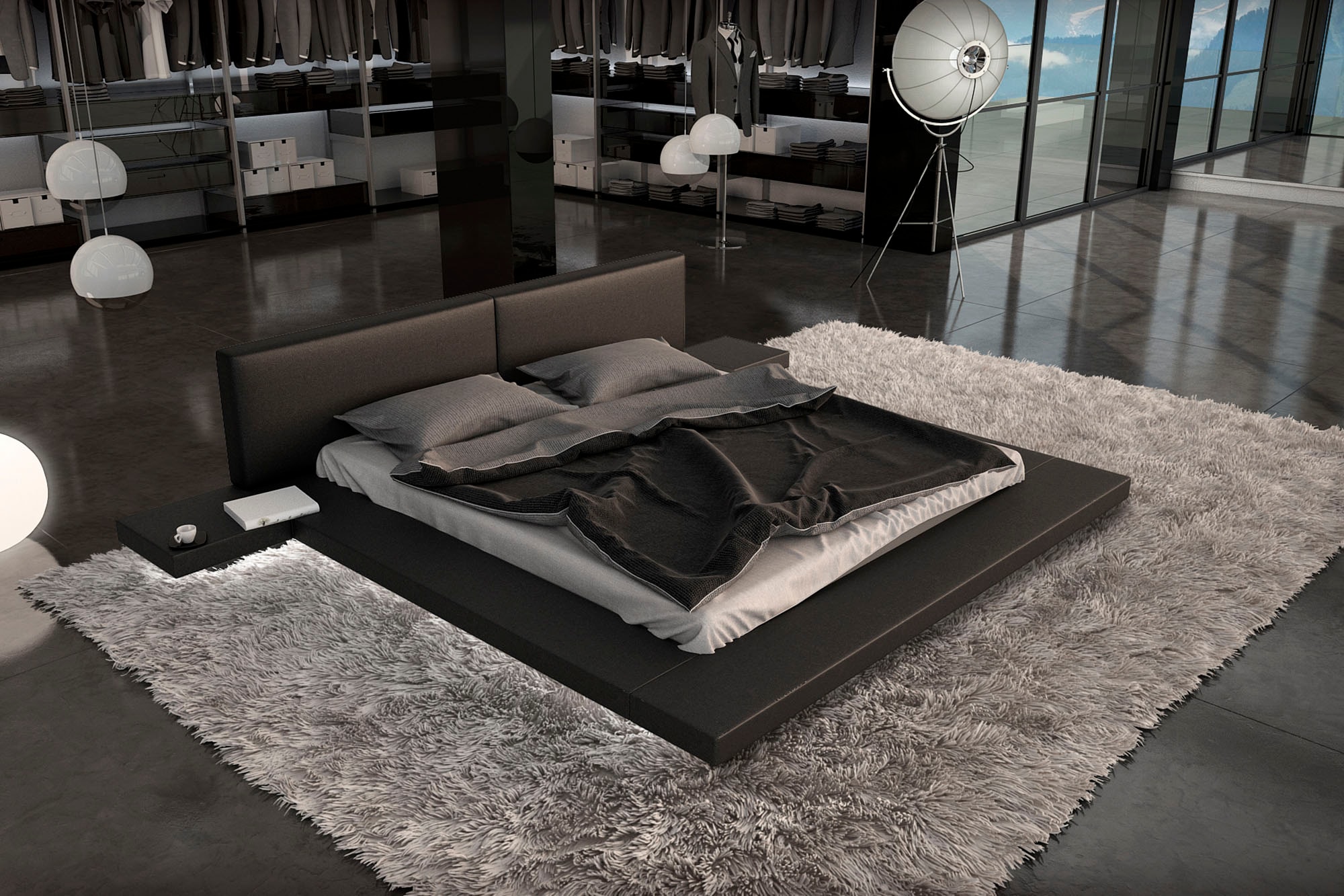 SalesFever Polsterbett »Komfortables Kunstlederbett für erholsamen Schlaf« Stilvolles Lounge-Bett mit integriertem Nachttisch