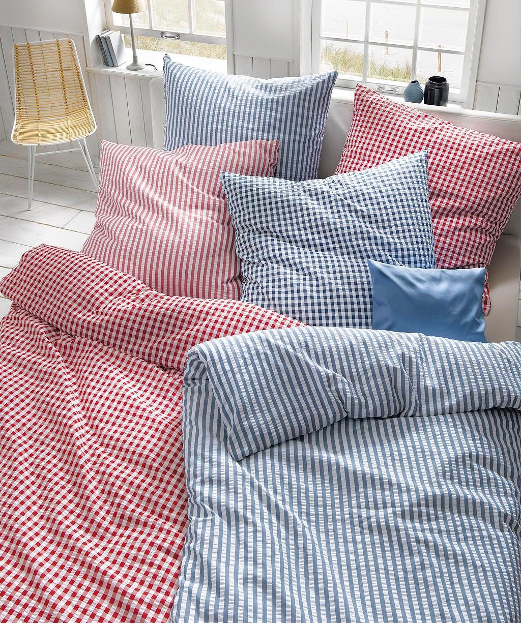 fleuresse Linge de lit »Rio« 2 cuis Feine buntgewebte Seersucker-Bettwäsche mit Reissverschluss