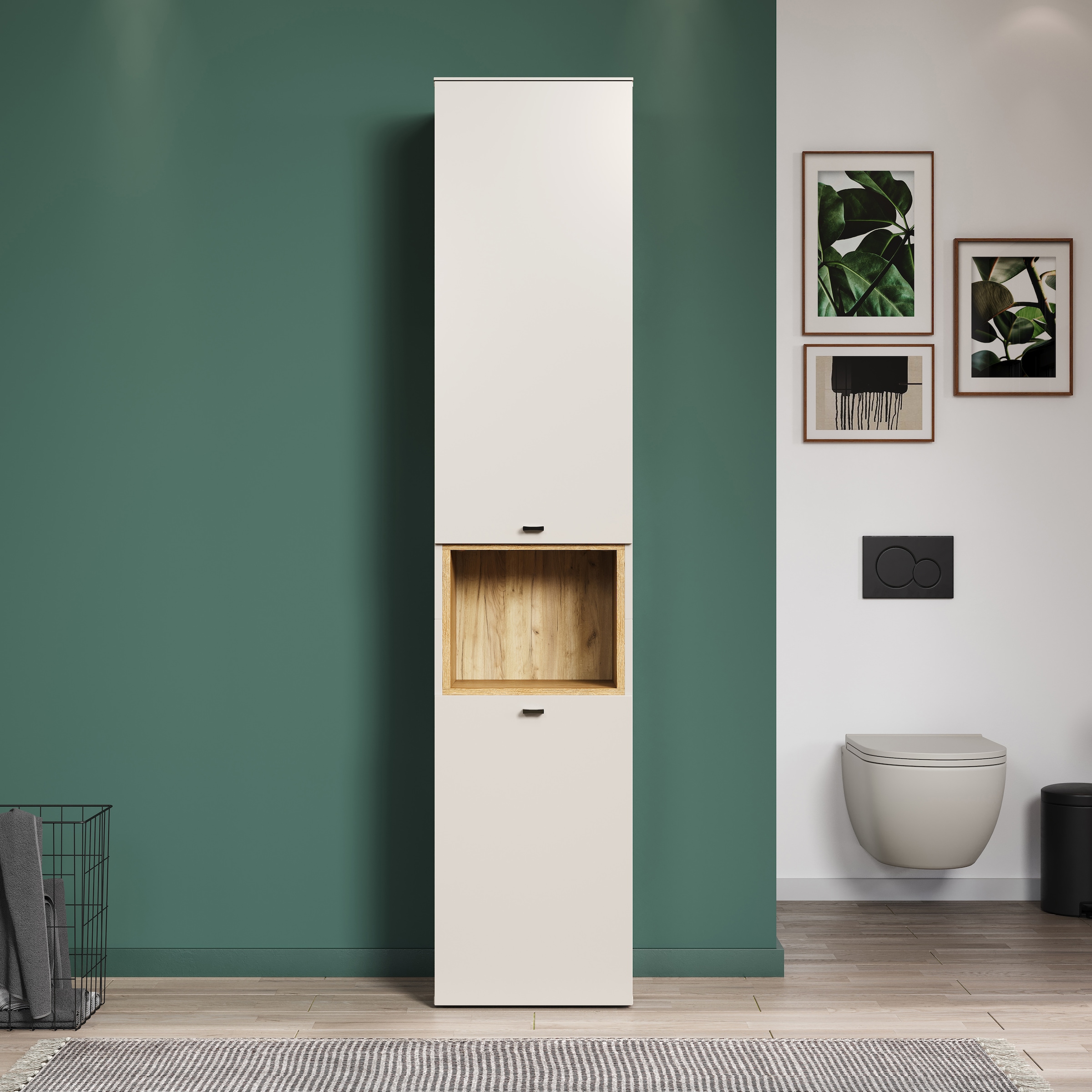welltime Armoire haute »San Pedro« 1 cuis tlg. Badezimmerschrank mit Soft-Close-Funktion - Masse (B/T/H) 40/31/186 cm