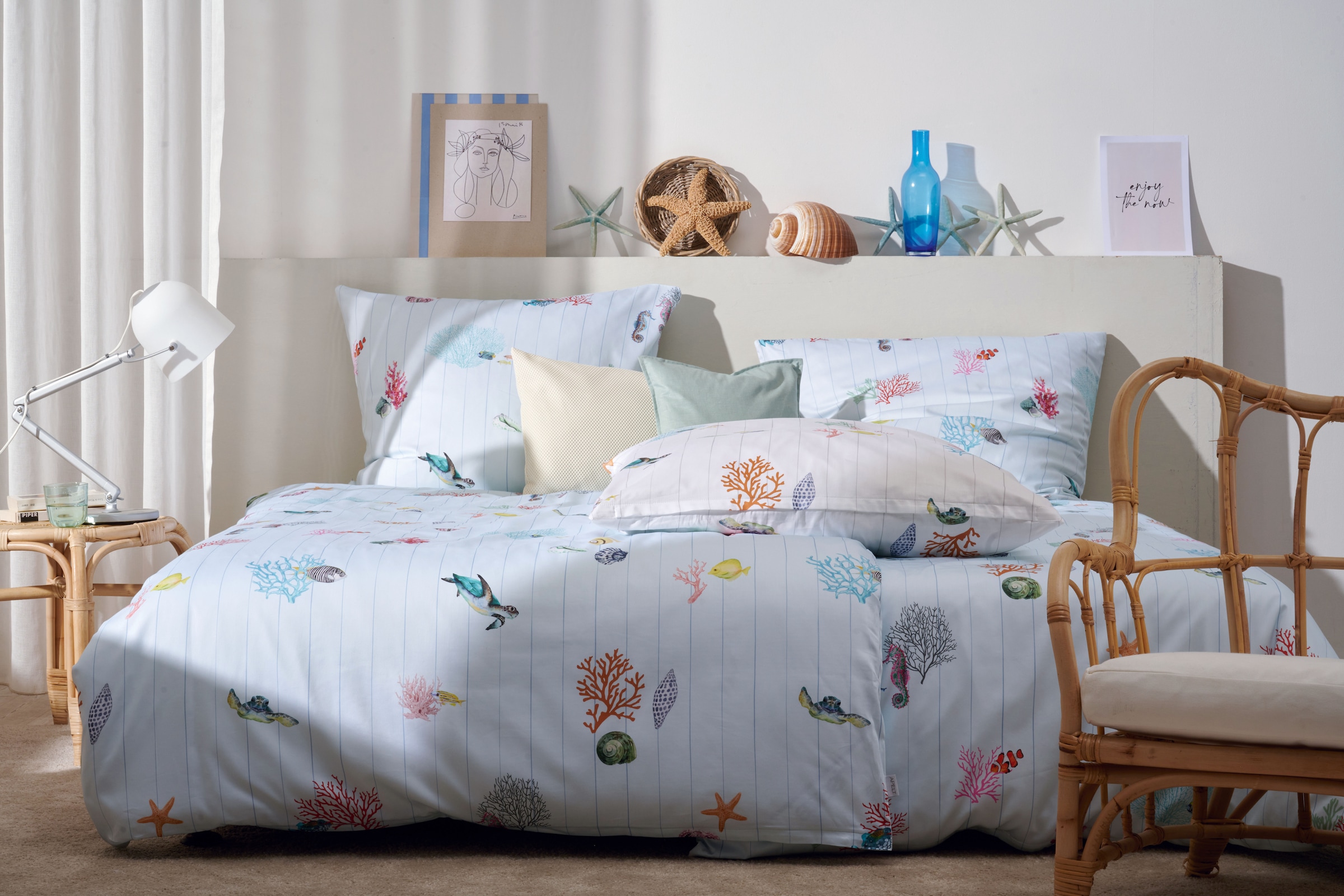 APELT Bettwäsche »Reef« 2 tlg. Bettwäsche-Set mit Reissverschluss, Baumwoll-Satin, Digitaldruck