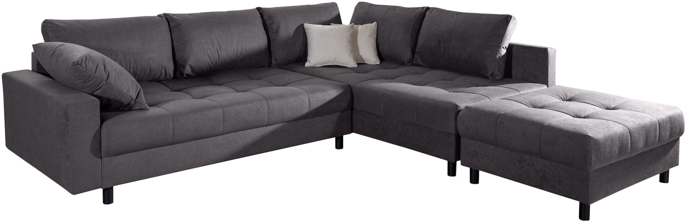 COLLECTION AB Canapé d'angle »Toni L-Form 274 cm« Set : canapé & pouf, 2 coussins décoratifs, ressorts Bonell