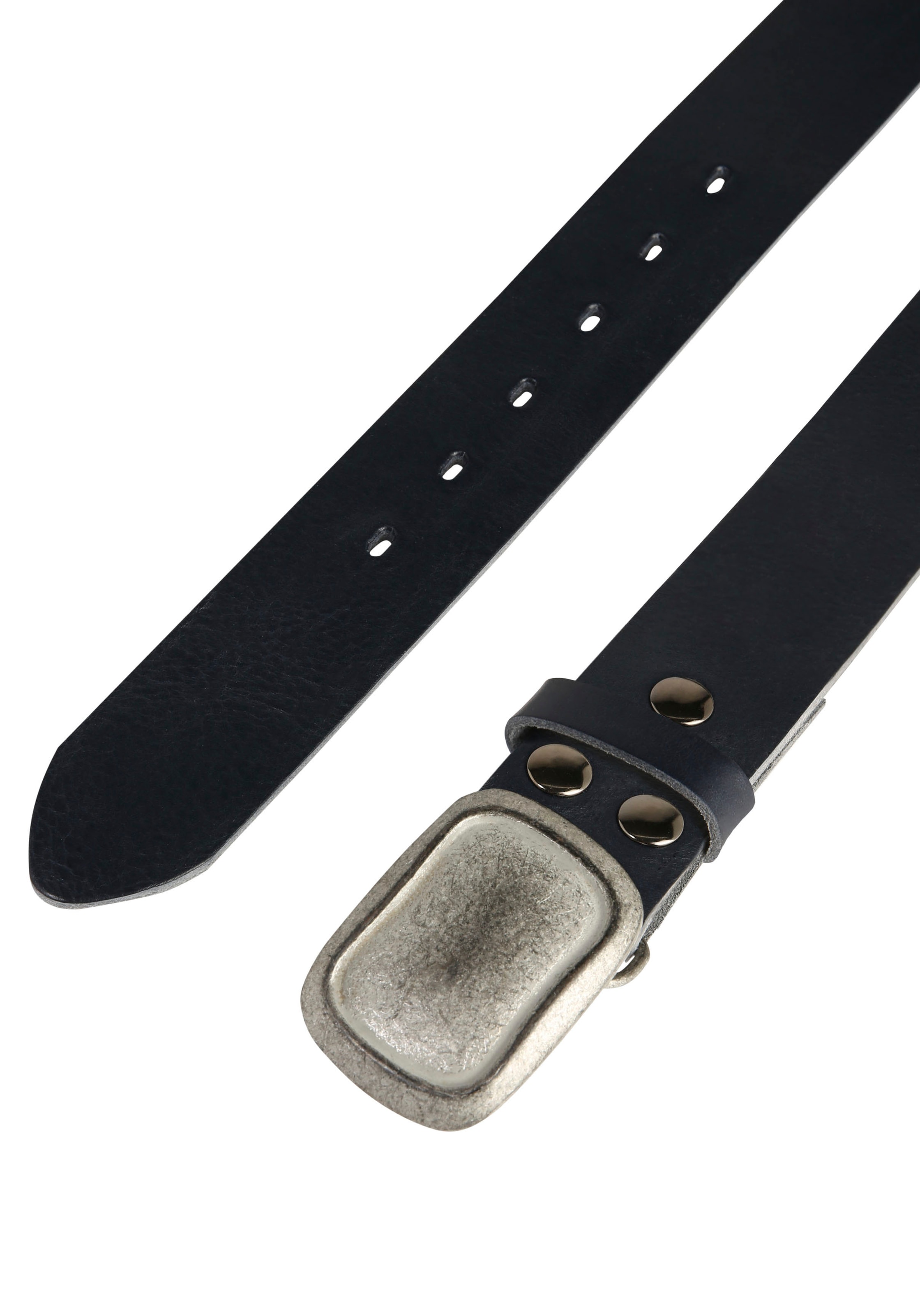 Rettungsring Gürtel Ledergürtel mit austauschbarer Schliesse »Rechteck Eingefasst Grau«