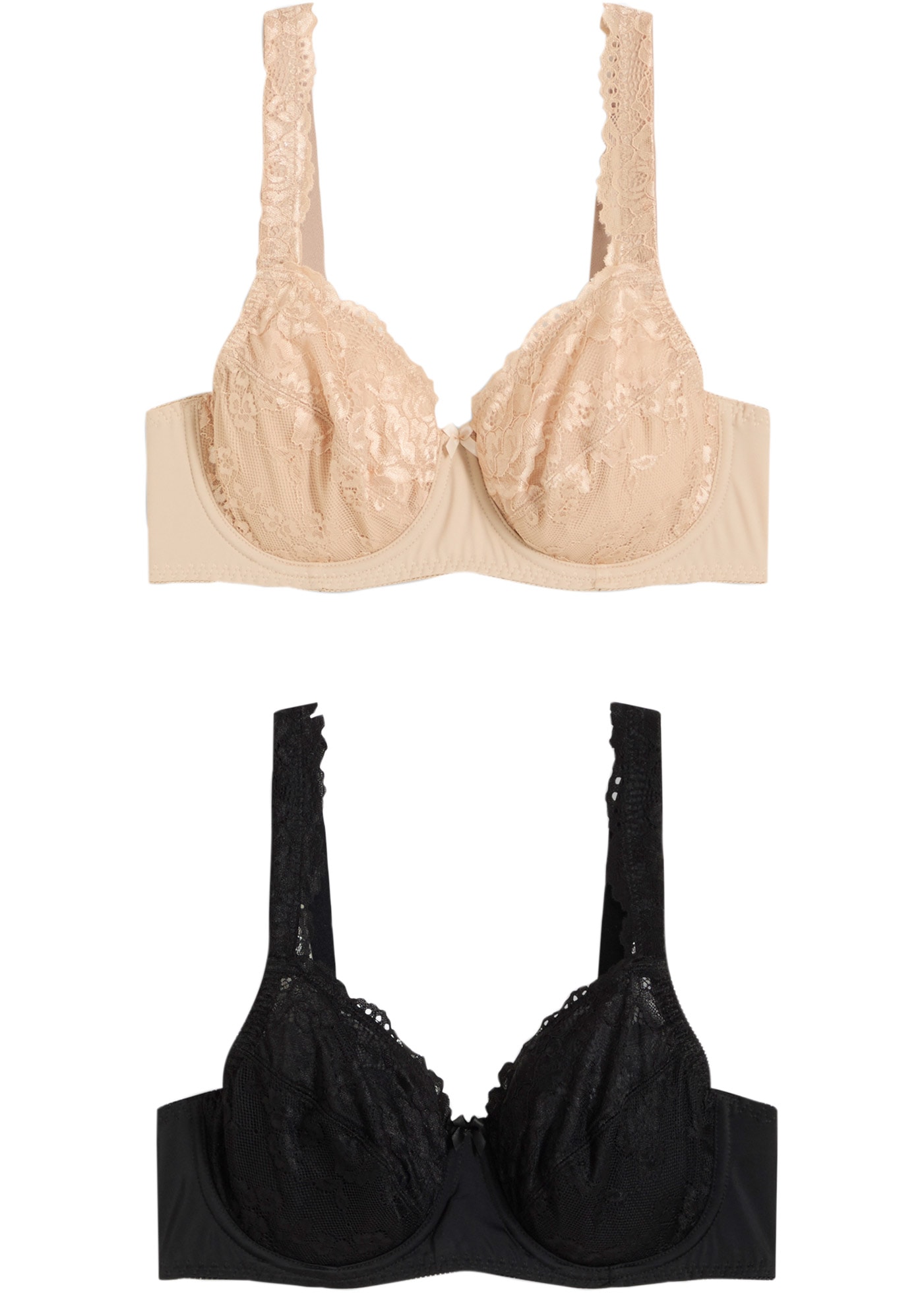 bonprix Soutien-gorge à armatures Packung, 2 mit zarten Spitzendetails