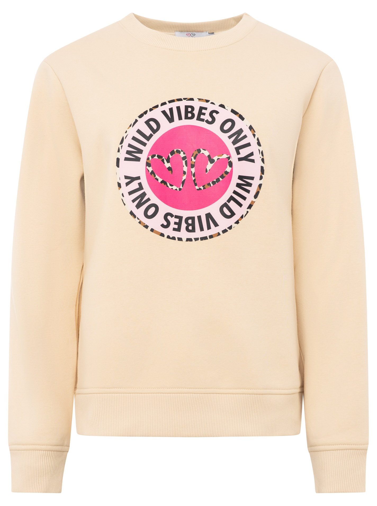 Zwillingsherz Hoodie »"Wild Vibes"«, Rundhals, runder Druck mit Leomuster und Schriftzug
