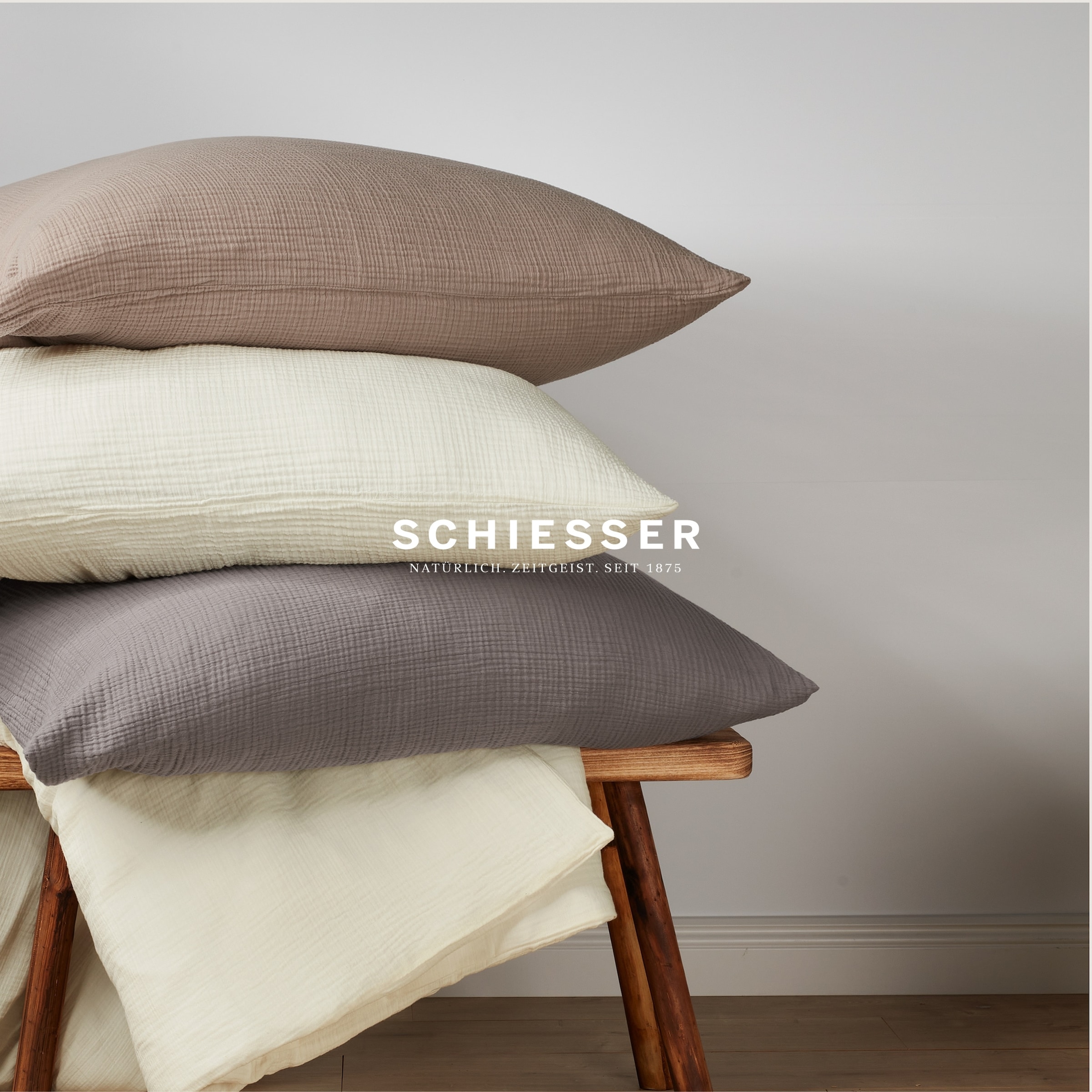 Schiesser Linge de lit »Molly aus supersofter Musselin-Qualität in gedeckten Farben« 2 cuis Made in Green