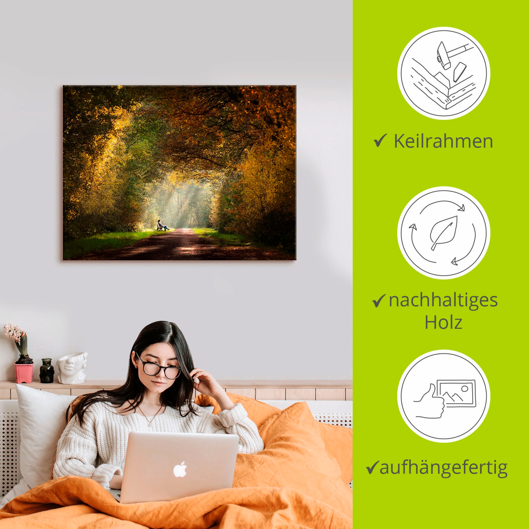 Artland Leinwandbild »Licht am Ende des Tunnels...« Wald 1 Stk. tlg. auf Holzrahmen gespannt