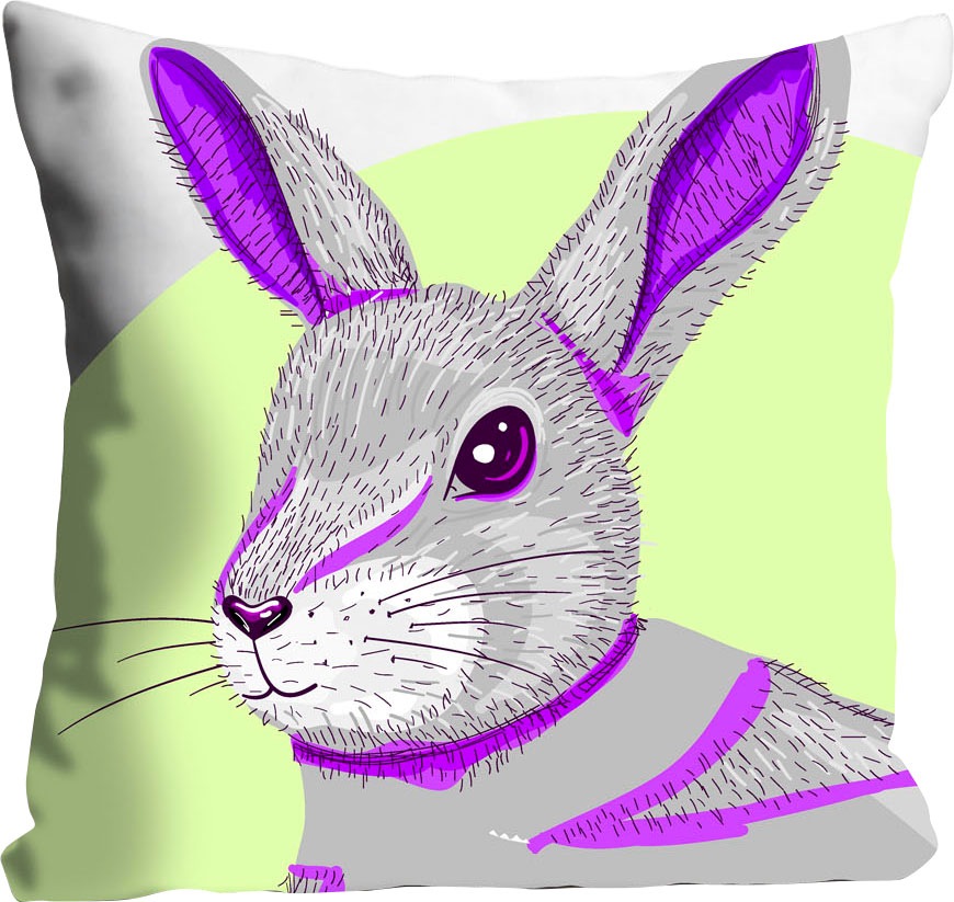 queence Coussin décoratif »Hugo« mit einem lila Hasen