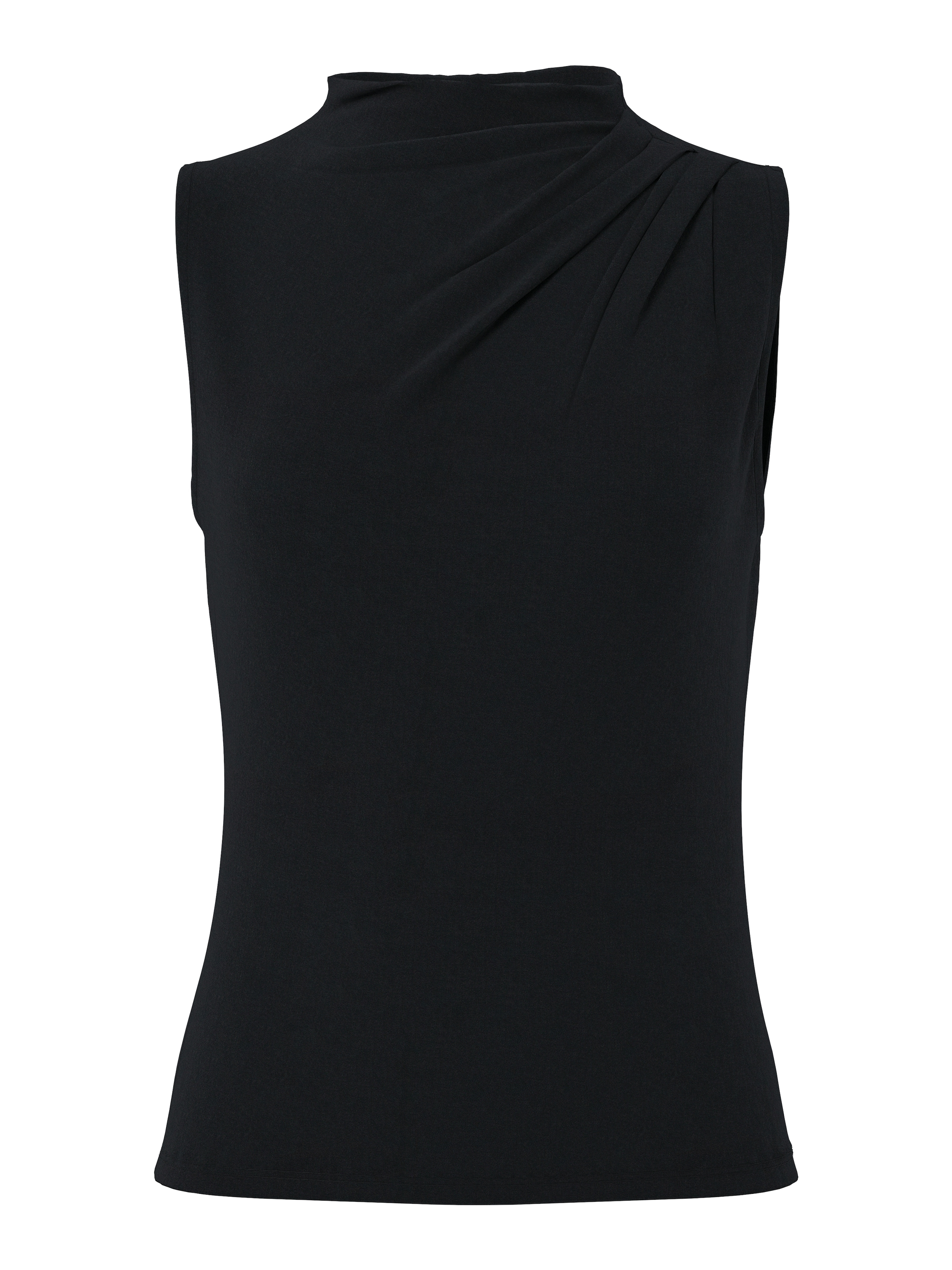 pieces T-shirt à col montant »PCMADISON SL DRAPED TOP NOOS BC« Materialmix, slim fit