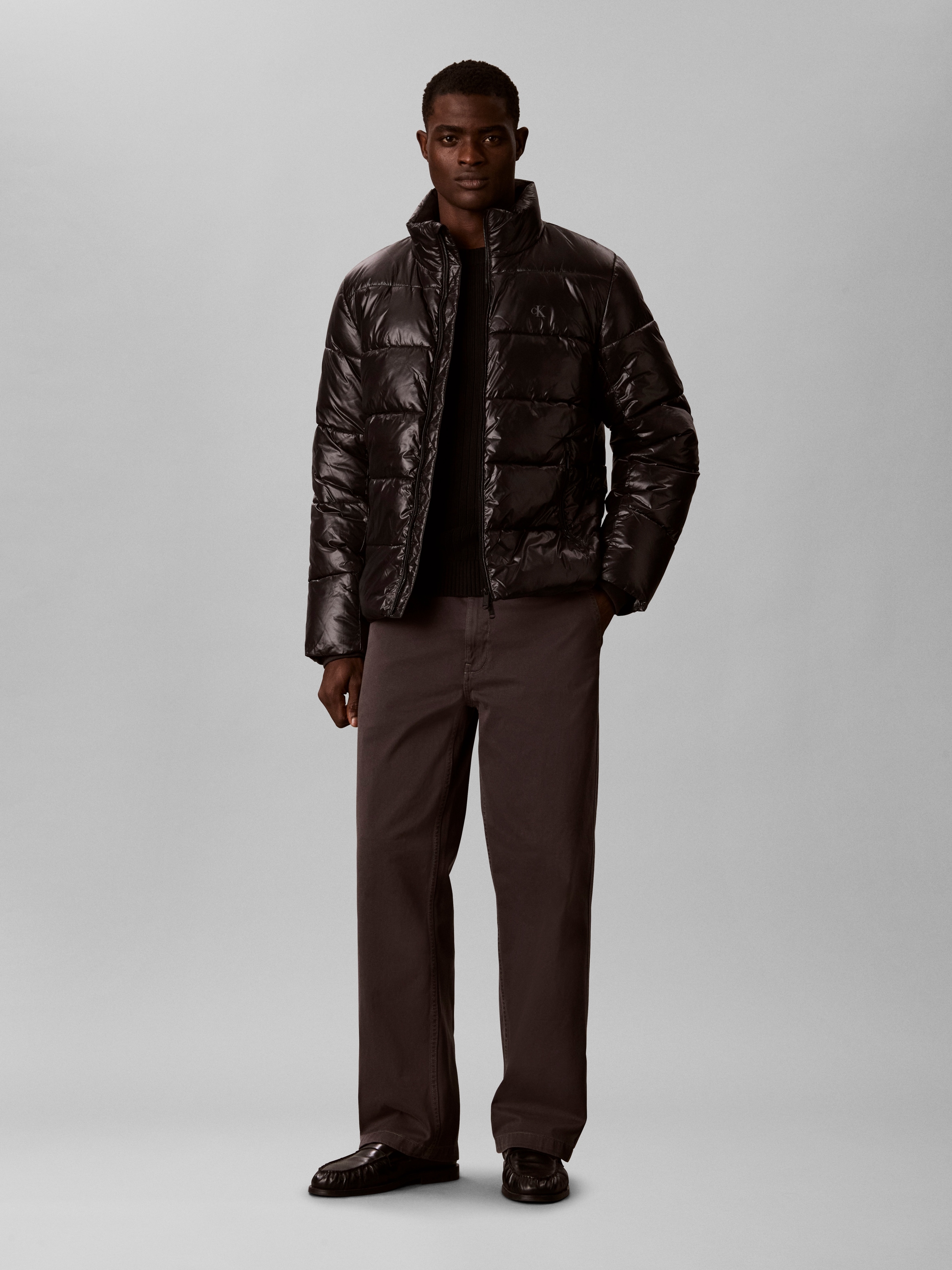 Calvin Klein Steppjacke »HIGH SHINE NYLON PUFFER« ohne Kapuze Regular fit mit Stehkragen
