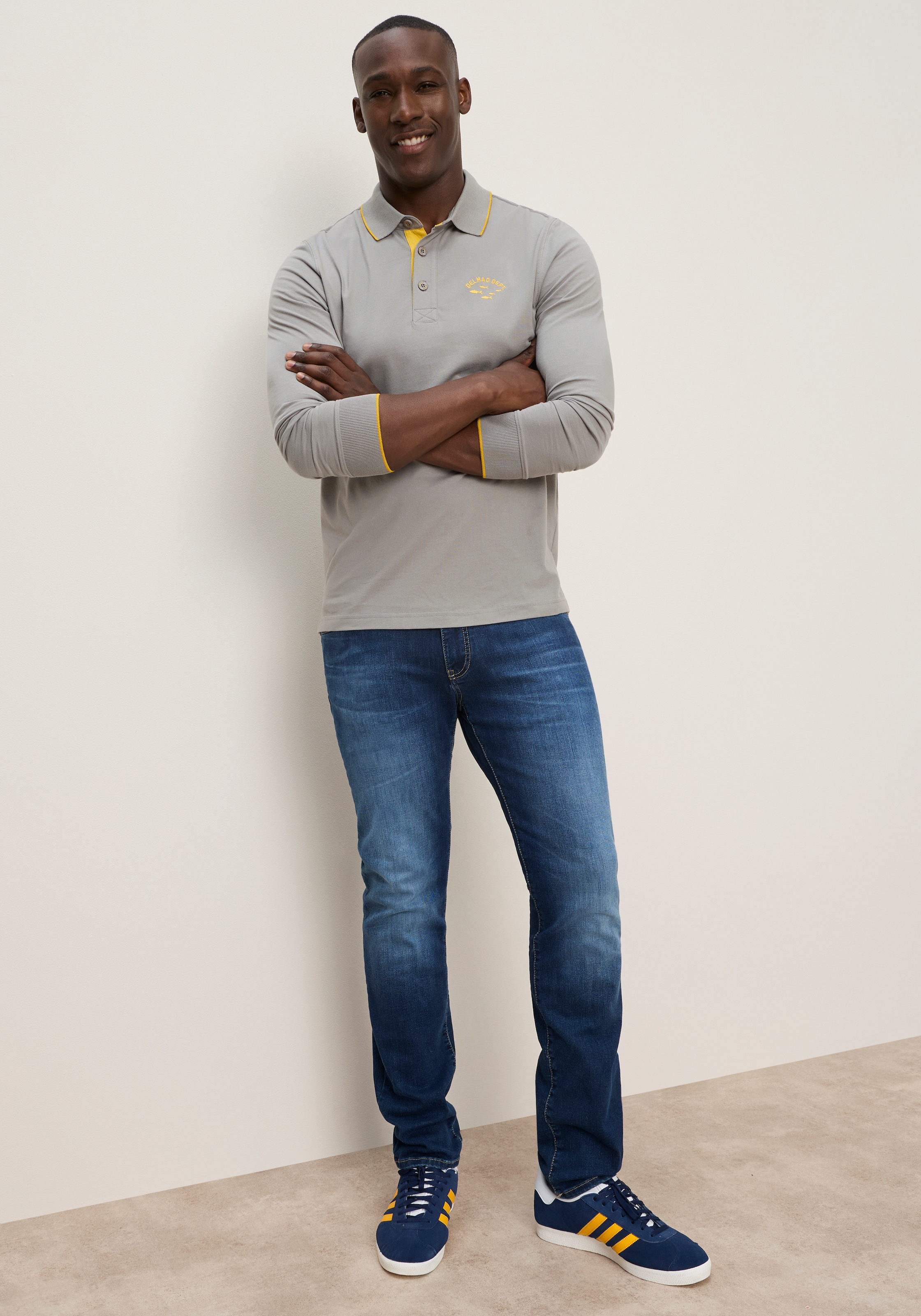 DELMAO Poloshirt Normal geschnittene Passform, mit Langarm