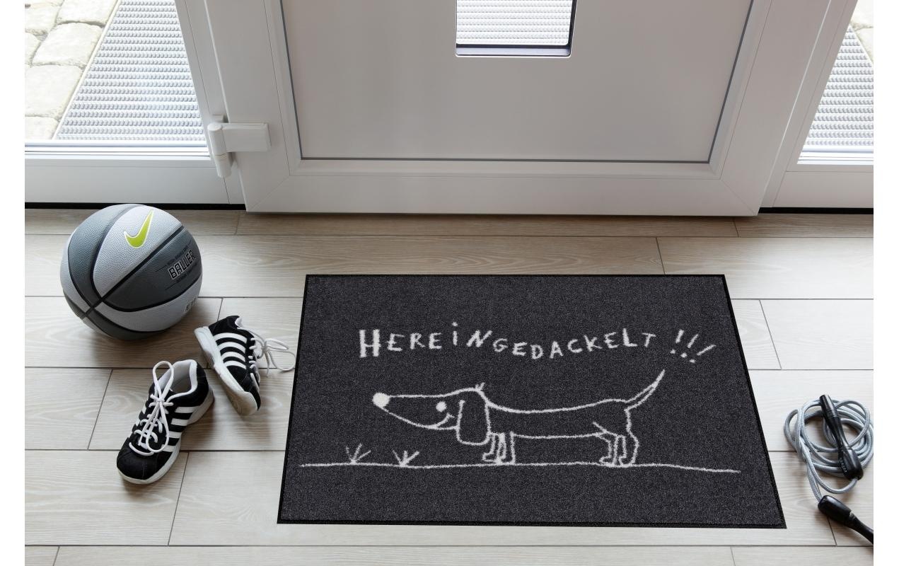 Salonloewe Fussmatte »Hereingedackelt Fussmatte« quadratisch