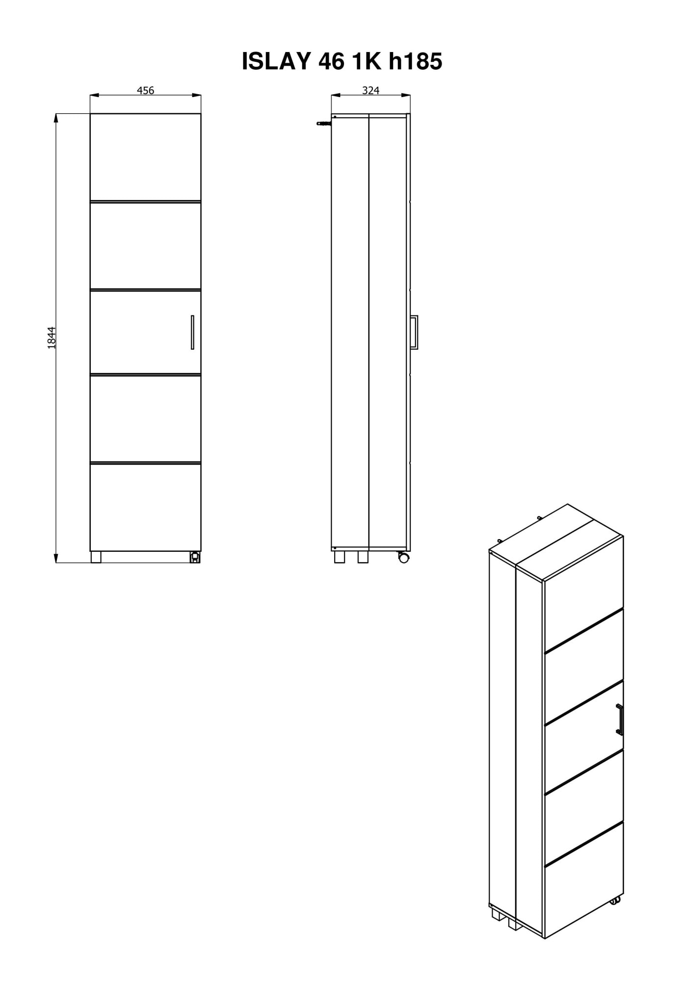Home affaire Armoire à chaussures »Islay, Drehtür auf Rollen, B/T/H: 45,6/32,4/184,4 cm« Commode à chaussures avec place pour environ 20 paires de chaussures jusqu'à la taille 40