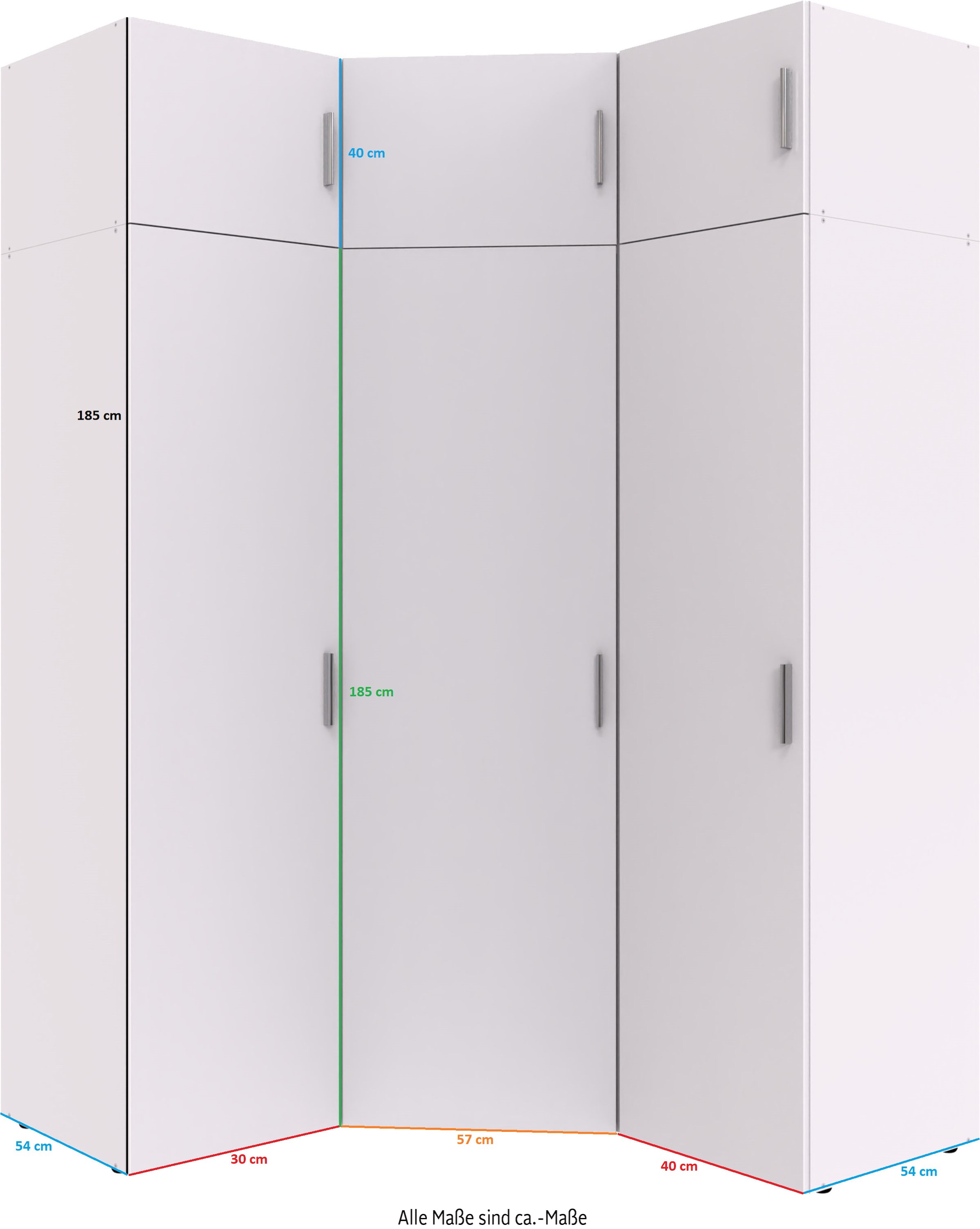 Wimex Schranksystem »Münster« Spar-Set, 6tlg: Eckschrank+ 2 Schränke 30cm und 40cm breit+ 3 Aufsatzmodule,  Mehrzweckschrank