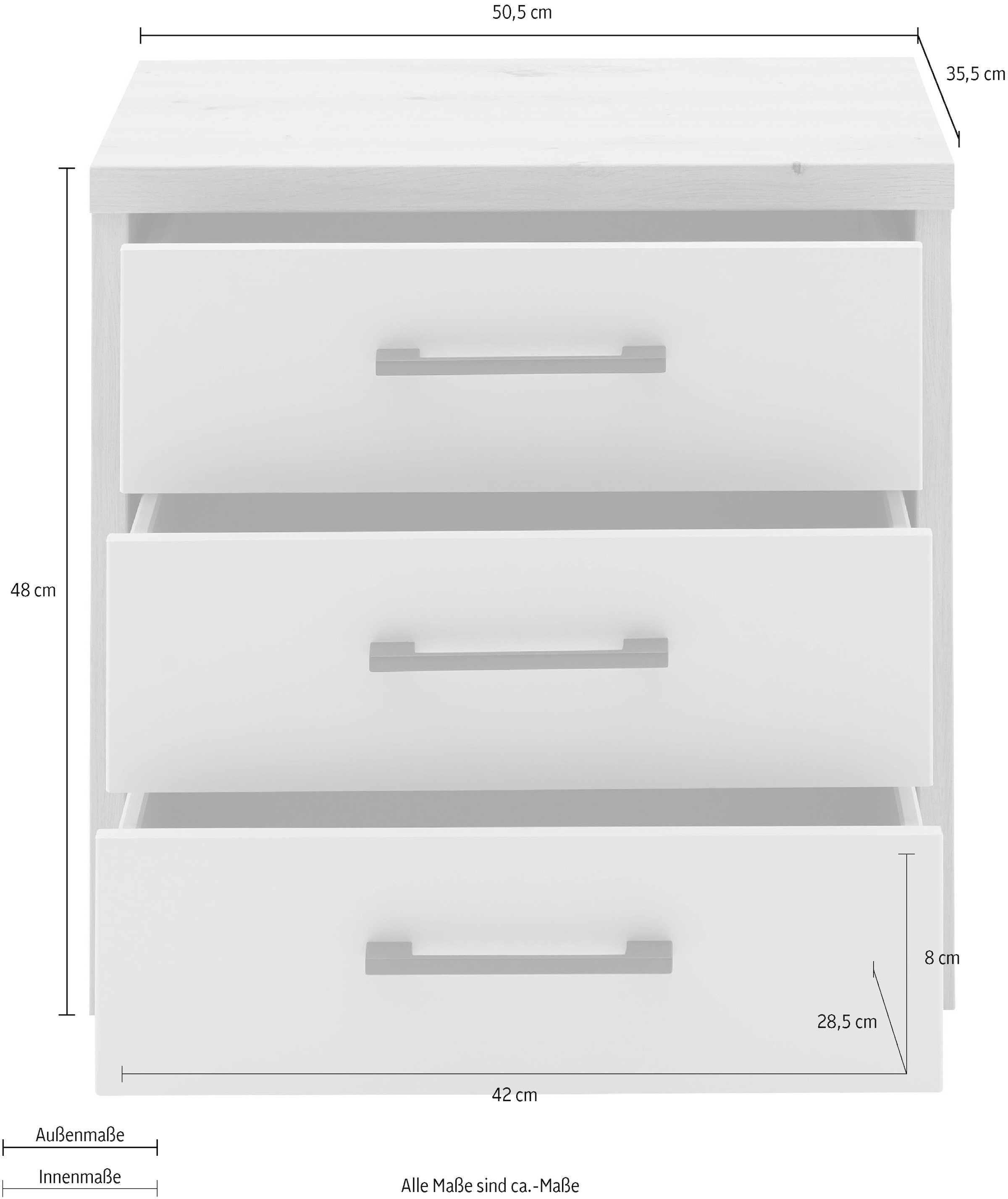 priess Nachtschrank »Warburg hochwertiges Möbelstück aus Deutschland« aufgebaut geliefert Schubkästen mit Selbsteinzug und Metallgriffen